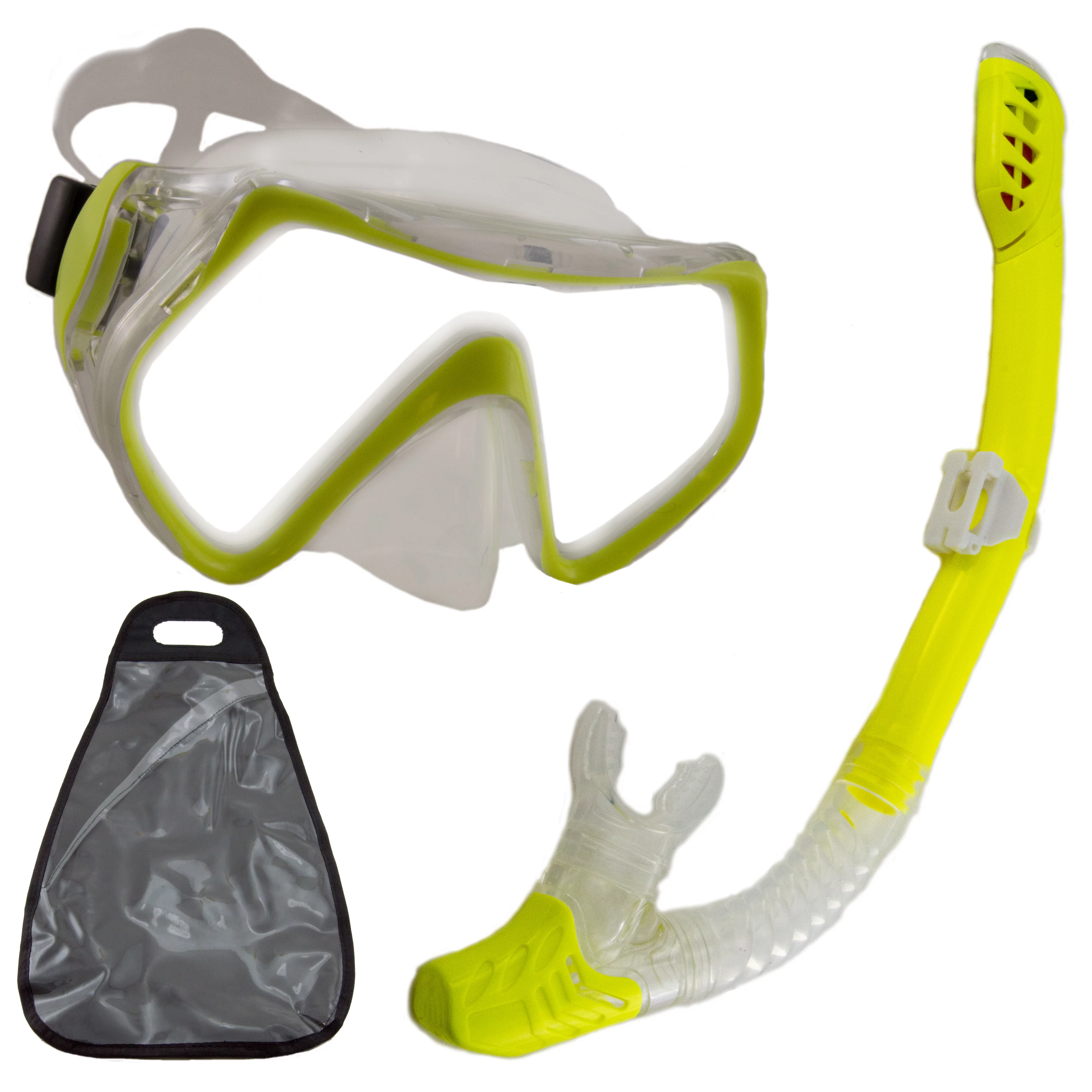 Youth Anti-Fog Diving Mask and Snorkel with Anti-Splash Guard (Yellow) + Case