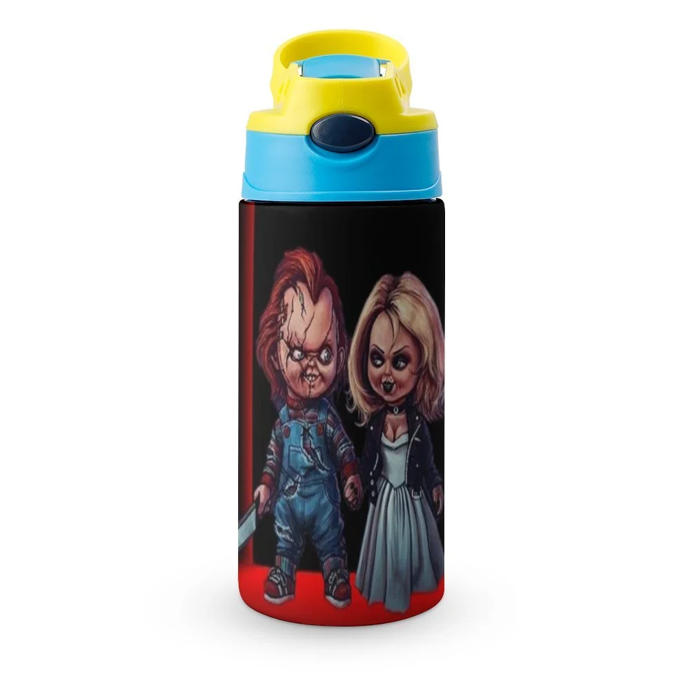 Movie Bride Of Chucky Kid's Insulated Water Bottle With Straw Vacuum Stainless Steel Cup Leak-Proof Children Toddler Thermoses