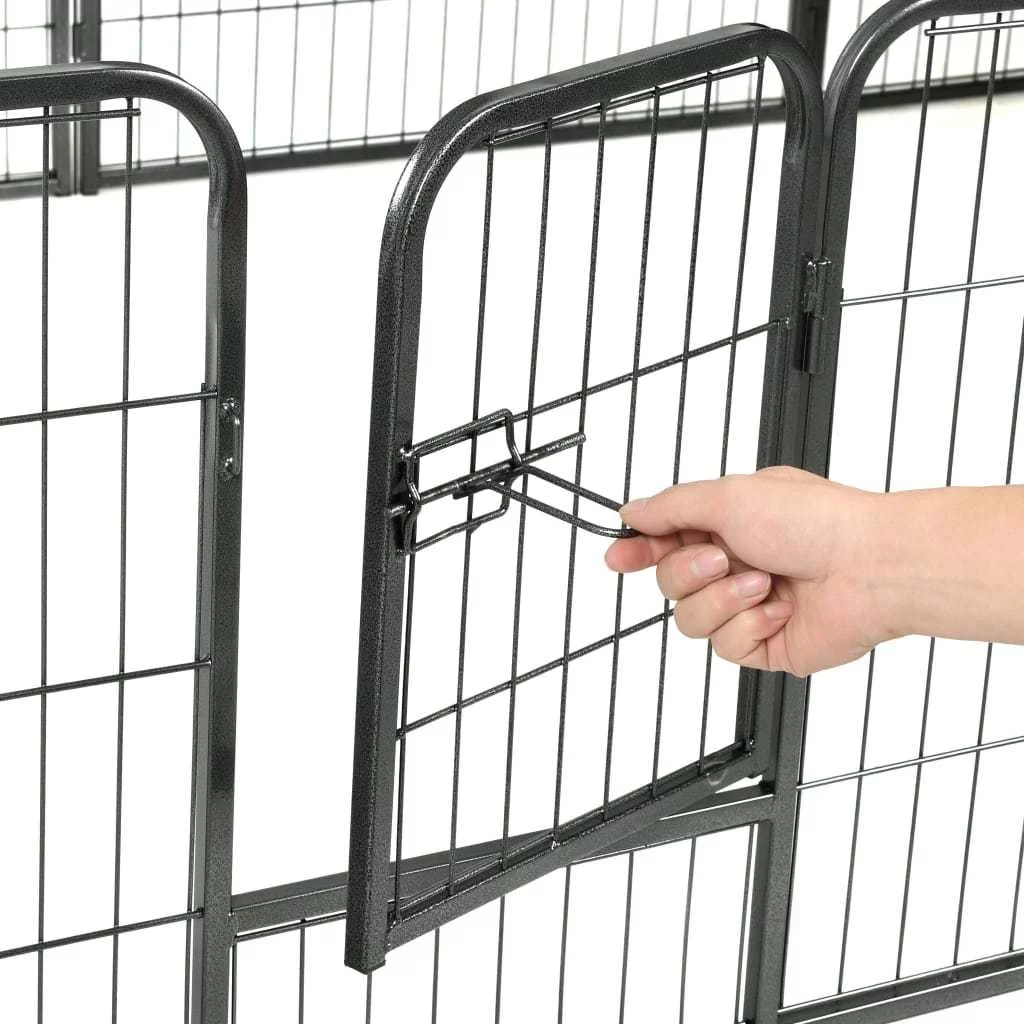 vidaXL Dog Playpen 12 Panels Steel 31.5