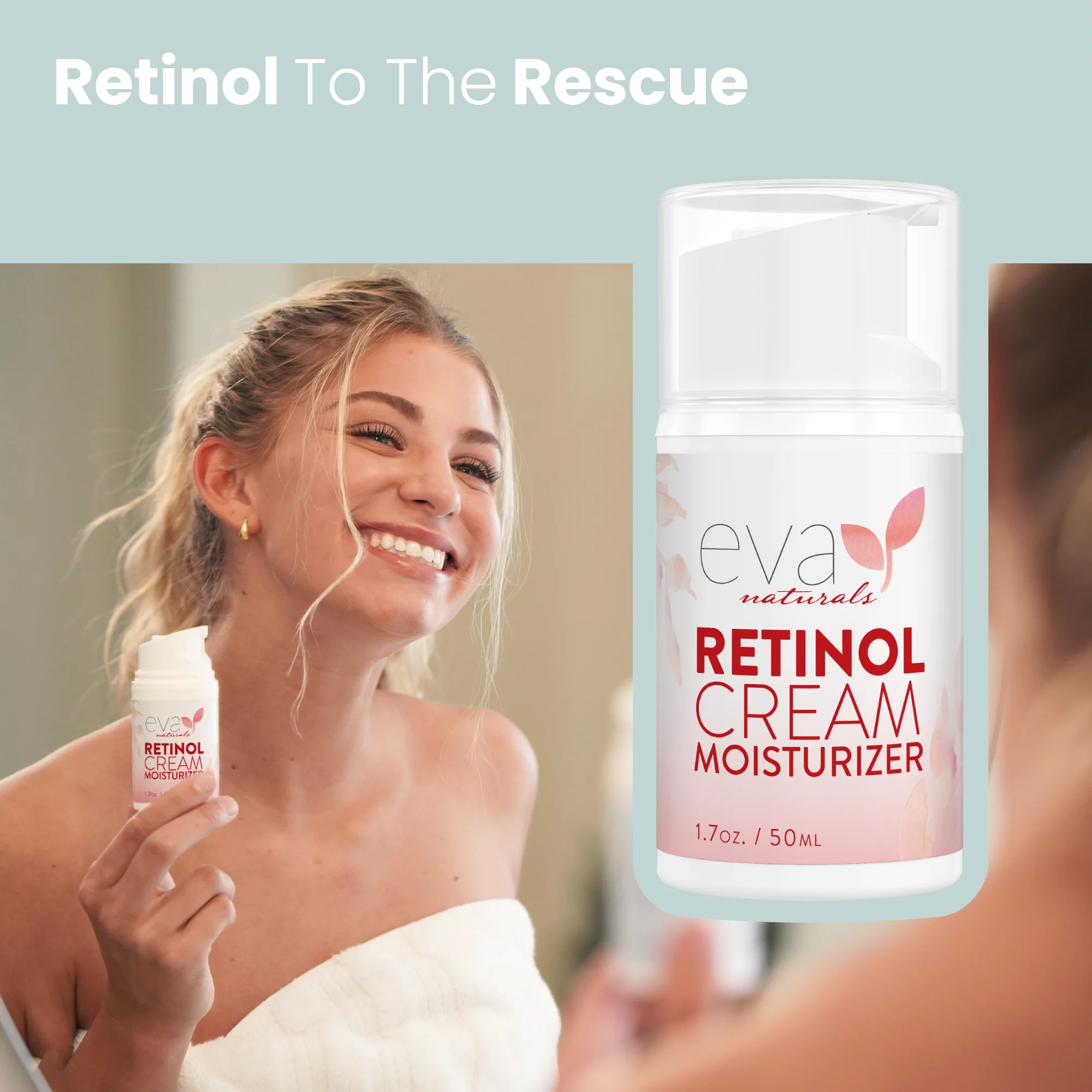 Eva Naturals Retinol Cream Moisturizer Anti-Wrinkles and Fine Lines (White) (1.7 oz)