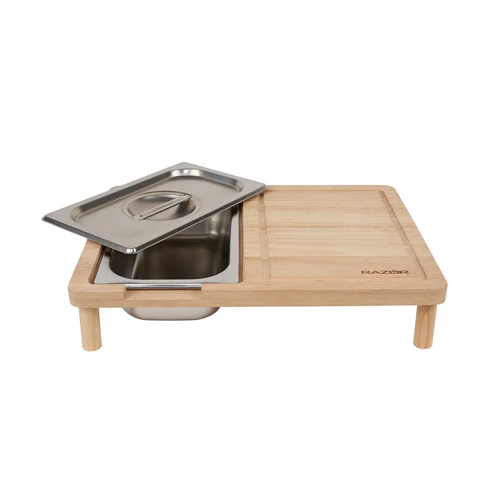 Razor Multi Use Griddle Board For Food Prep W/ Stainless Steel Container & Legs