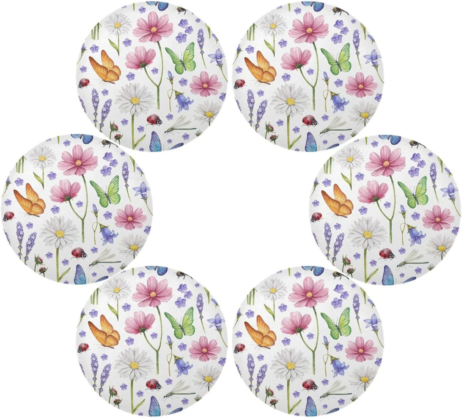 Dreamtimes Lavender Botanical 15.4 Inch Round Dinner Placemat, Polyester Material, Heat-Resistant, Unique Print Design, Dining Table Kitchen Fine Decoration and Beautiful Ornaments.