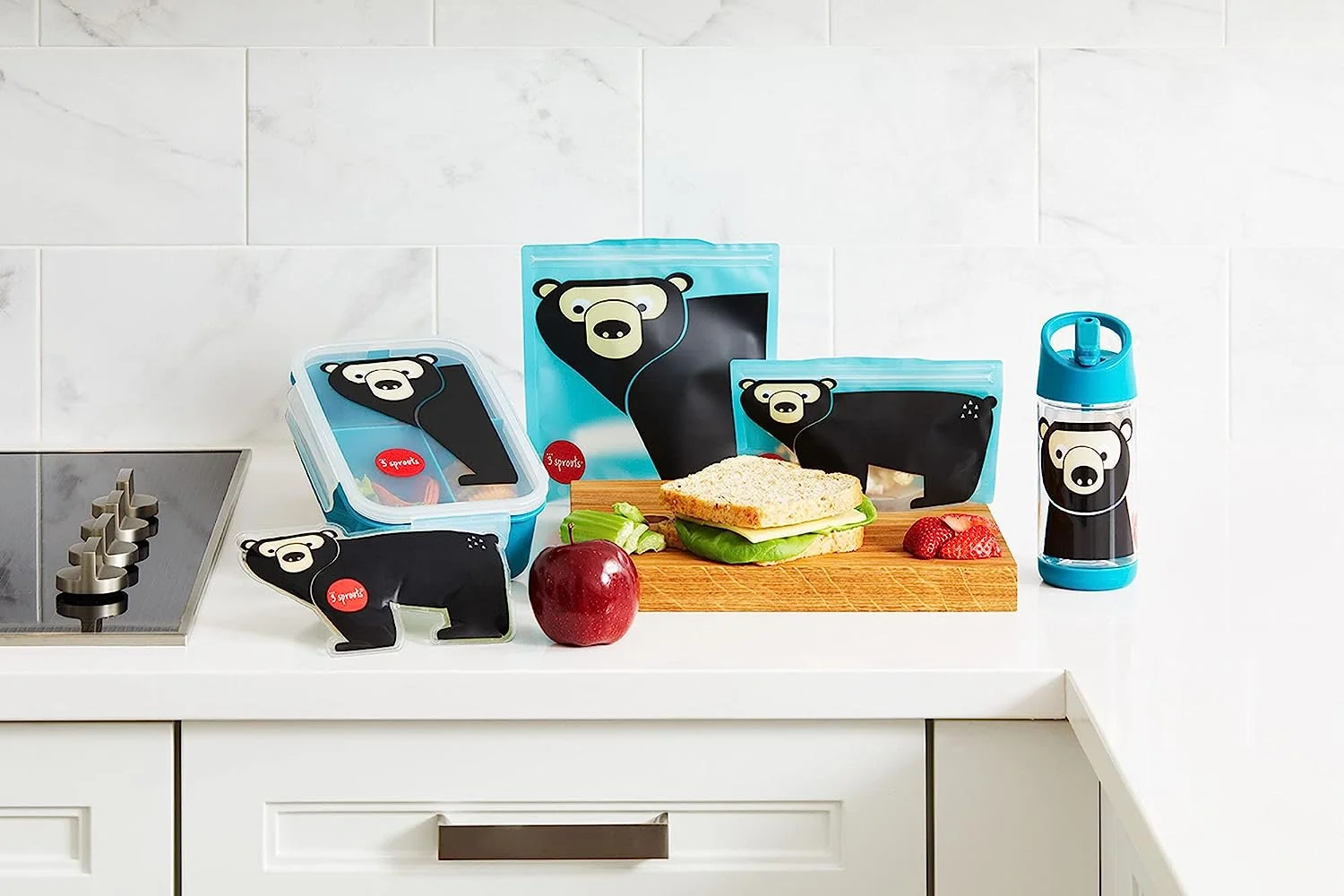 3 Sprouts Water Bottle – Kids Small Spill Proof 12oz. Plastic Spout Water Bottle