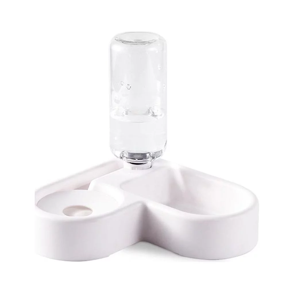 double puppy Cat Bowls, Gravity Food Bowl, Pet Automatic Drinking Fountain Dispenser Detachable Transparent Feeder Bowls