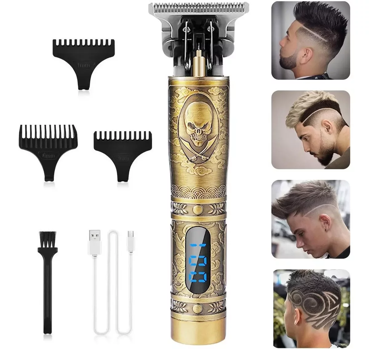 Hair Clippers for Men, CIICII Professional Hair Trimmer Zero Gapped T-Blade Trimmer Cordless Rechargeable Edgers Clippers Electric Beard Trimmer Shaver Hair Cutting Kit with LCD Display