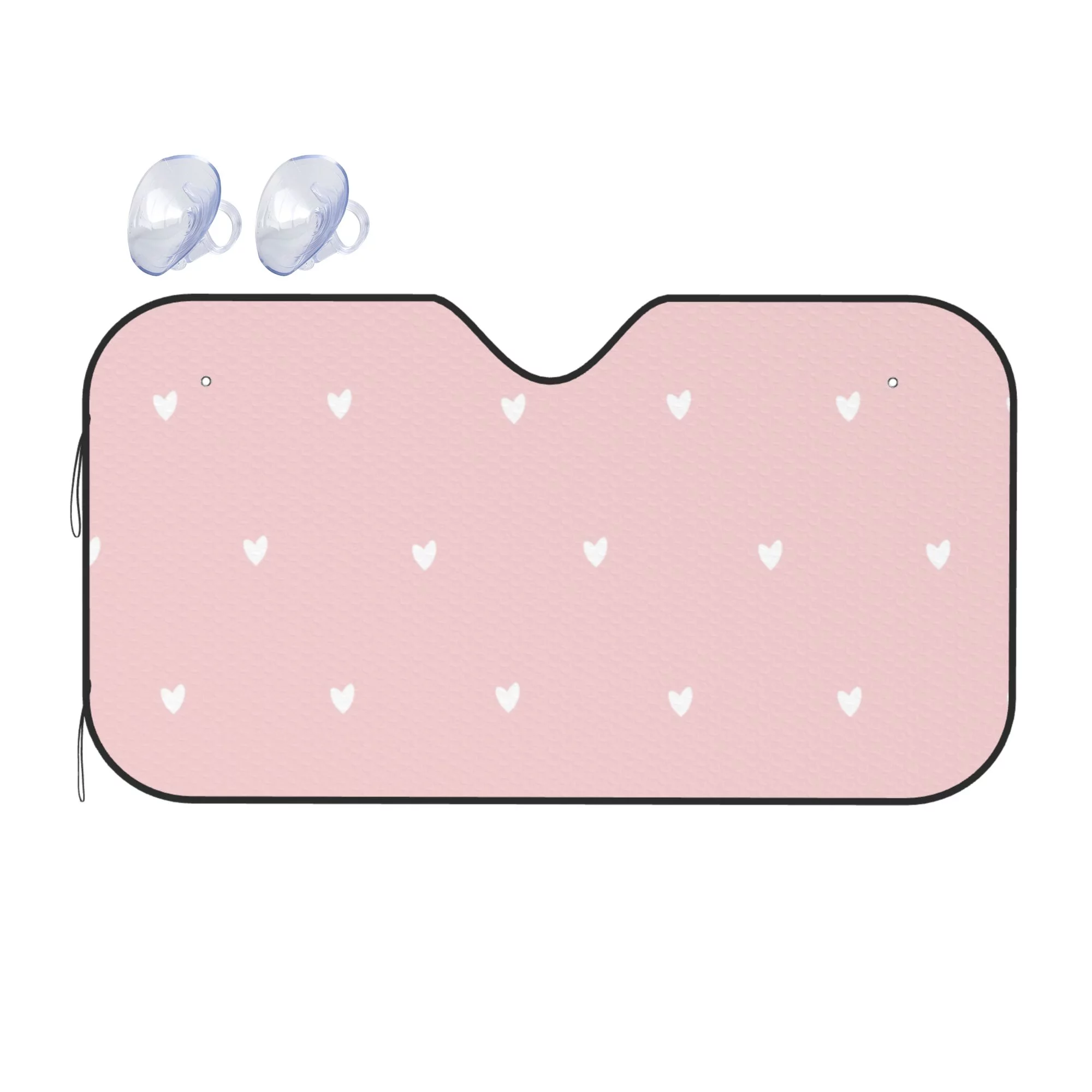 YFYANG Front Windshield Sun Shade, Pink Heart Pattern Foldable Car Visor for Cars, Trucks, SUVs, Small