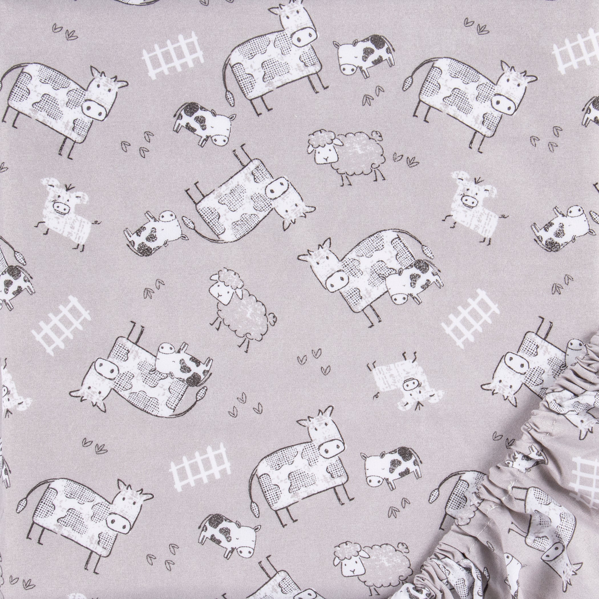 Sammy & Lou Unisex Purple Microfiber Fitted Sheets, Crib Bed, (2 Pieces ), Infant, Cow Character, 200 Thread Count