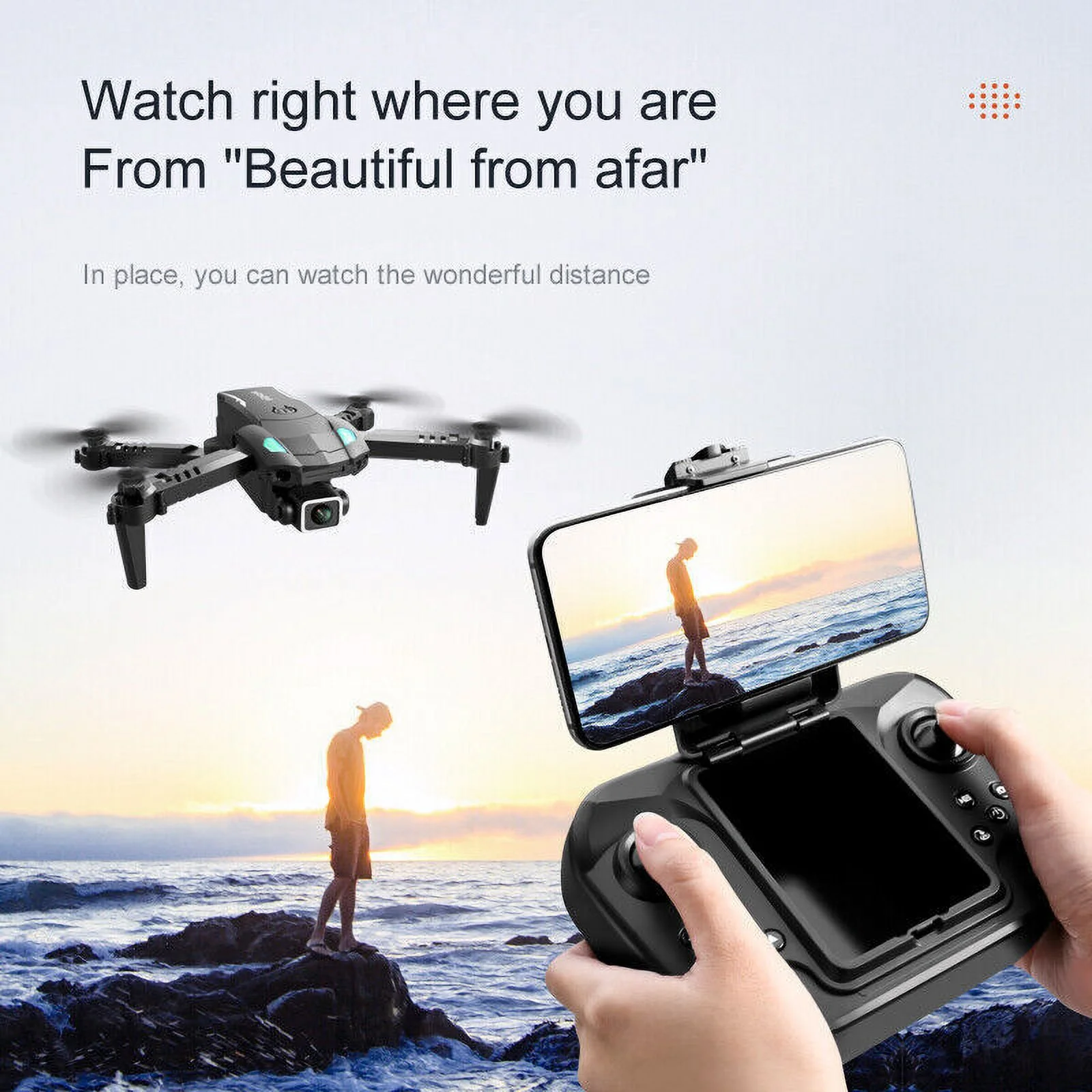 Jahy2Tech Mini Foldable RC Camera Drone Quadcopter, HD Dual Camera Toy Gift, 2 Batteries, Easy Flight