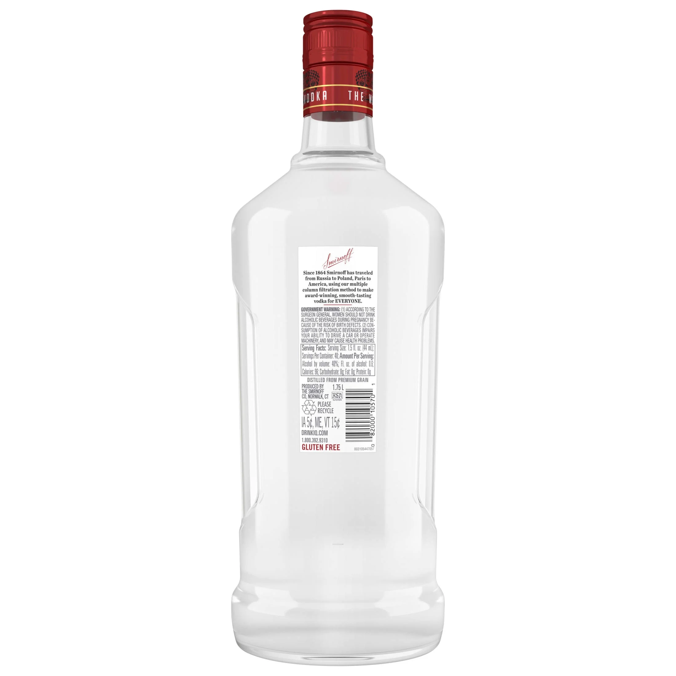 Smirnoff No. 21 80 Proof Vodka, 1.75 L Glass Bottle, 40% ABV