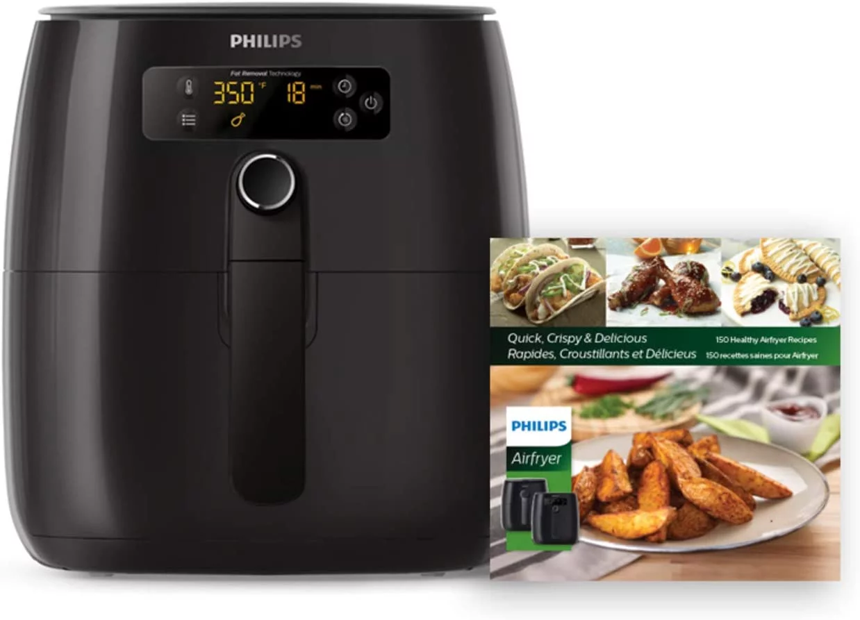 Philips Premium Digital Airfryer with Fat Removal Technology + Recipe Cookbook, 3 qt, Black, HD9741/99