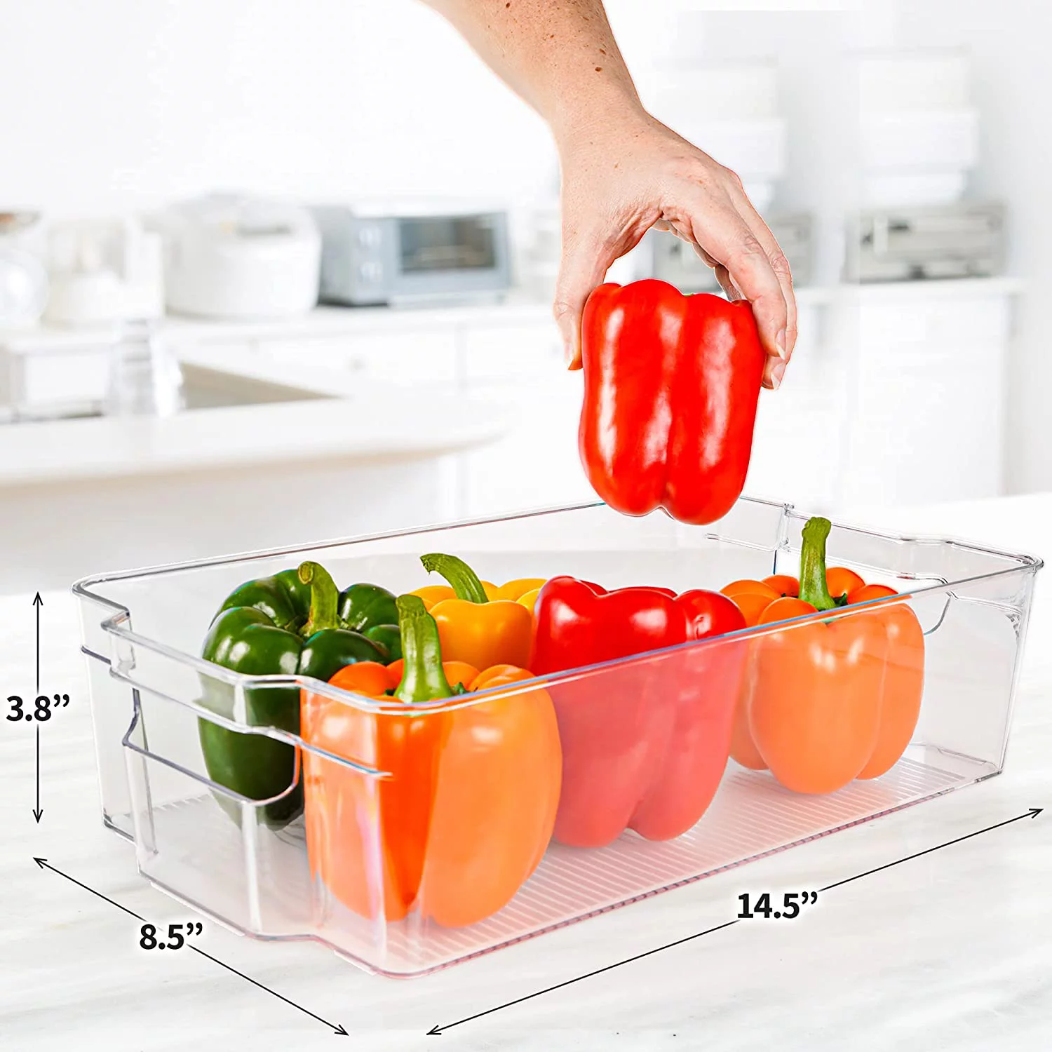 Zulay Kitchen Refrigerator Organizer Bins 4 Pack Plastic Organizers and Storage - XL 14.5 x 8.5 x 3.8