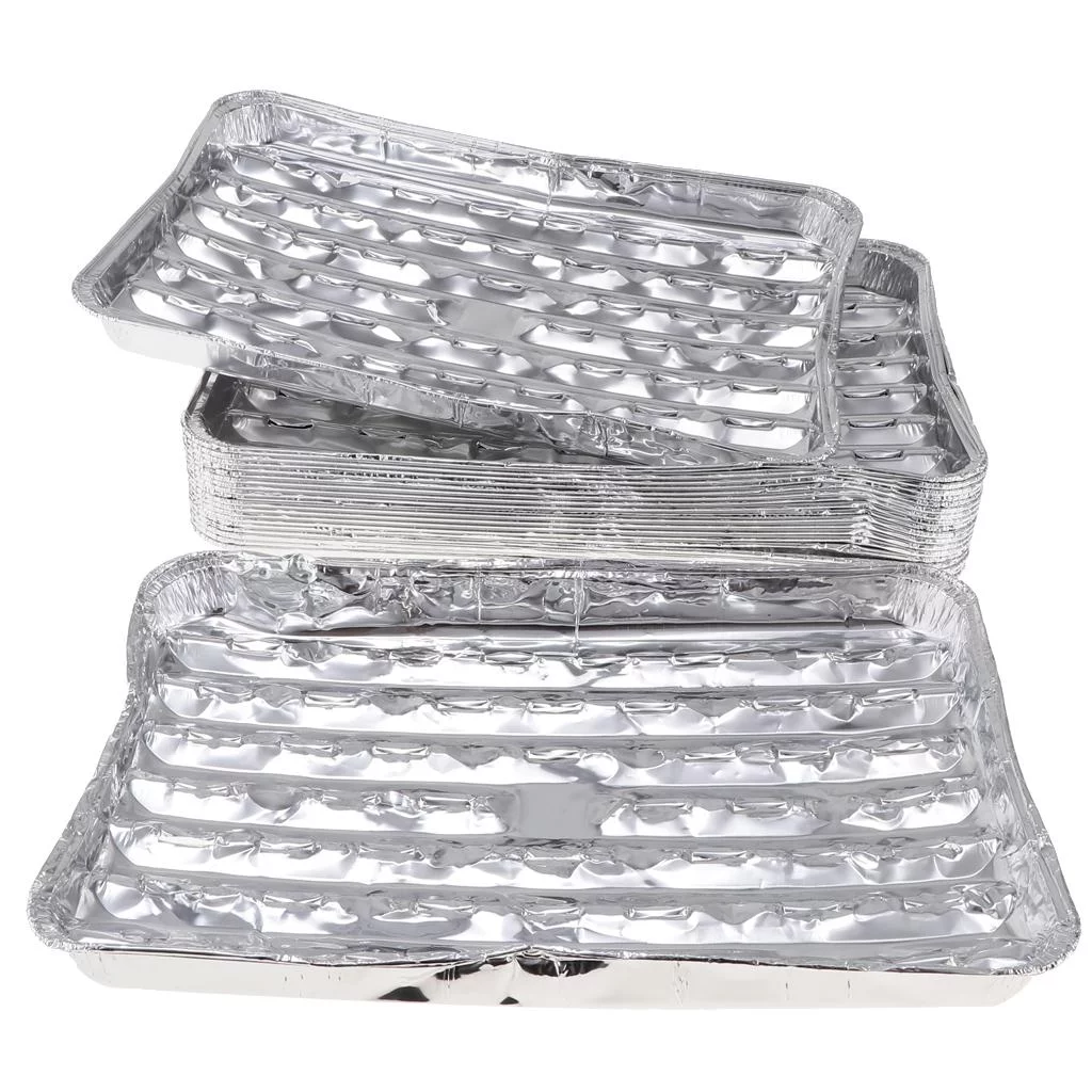 40pcs Aluminum Grilling Tray Rectangular BBQ Plate Disposable Cake Pan