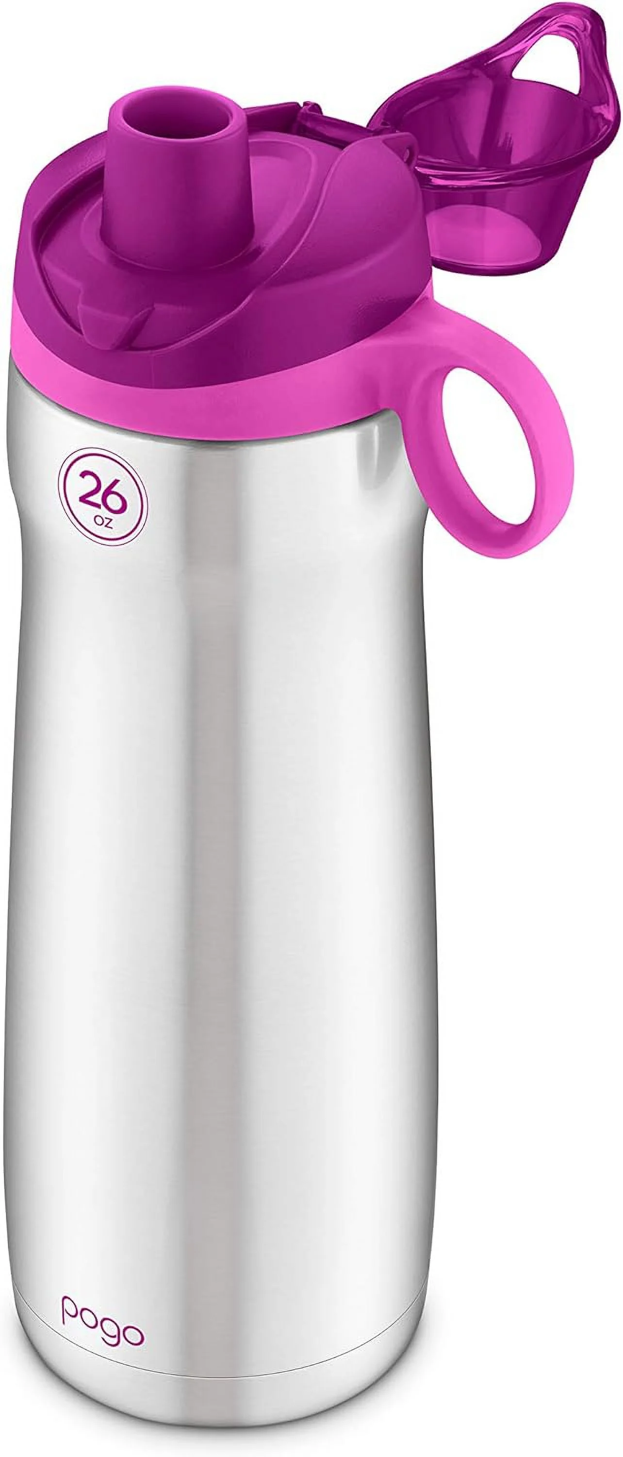 Pogo Vacuum Insulated Stainless Steel Water Bottle with Leak Proof Chug Lid and Silicone Carry Loop - 26oz