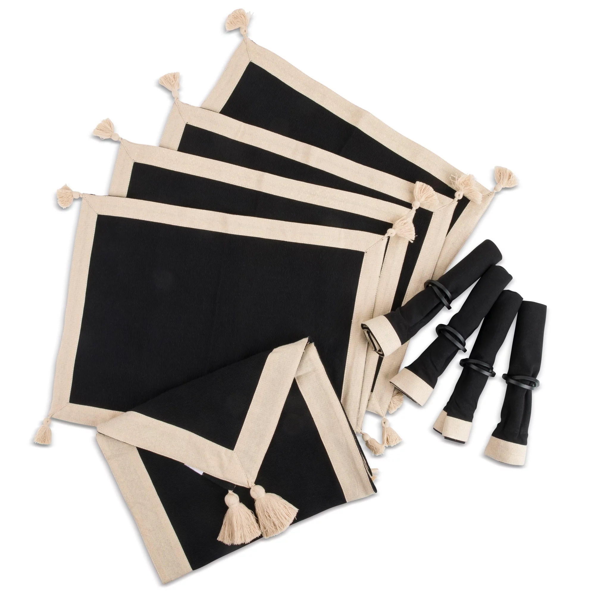 Thyme & Table Handmade Table Setting Bundle, Gold Black, 13-Piece Set