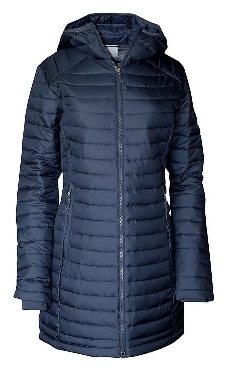 Columbia Womens Black Long Sleeve Out Mid Omni Hooded Puffer Coat Size (Navy 472, Medium)