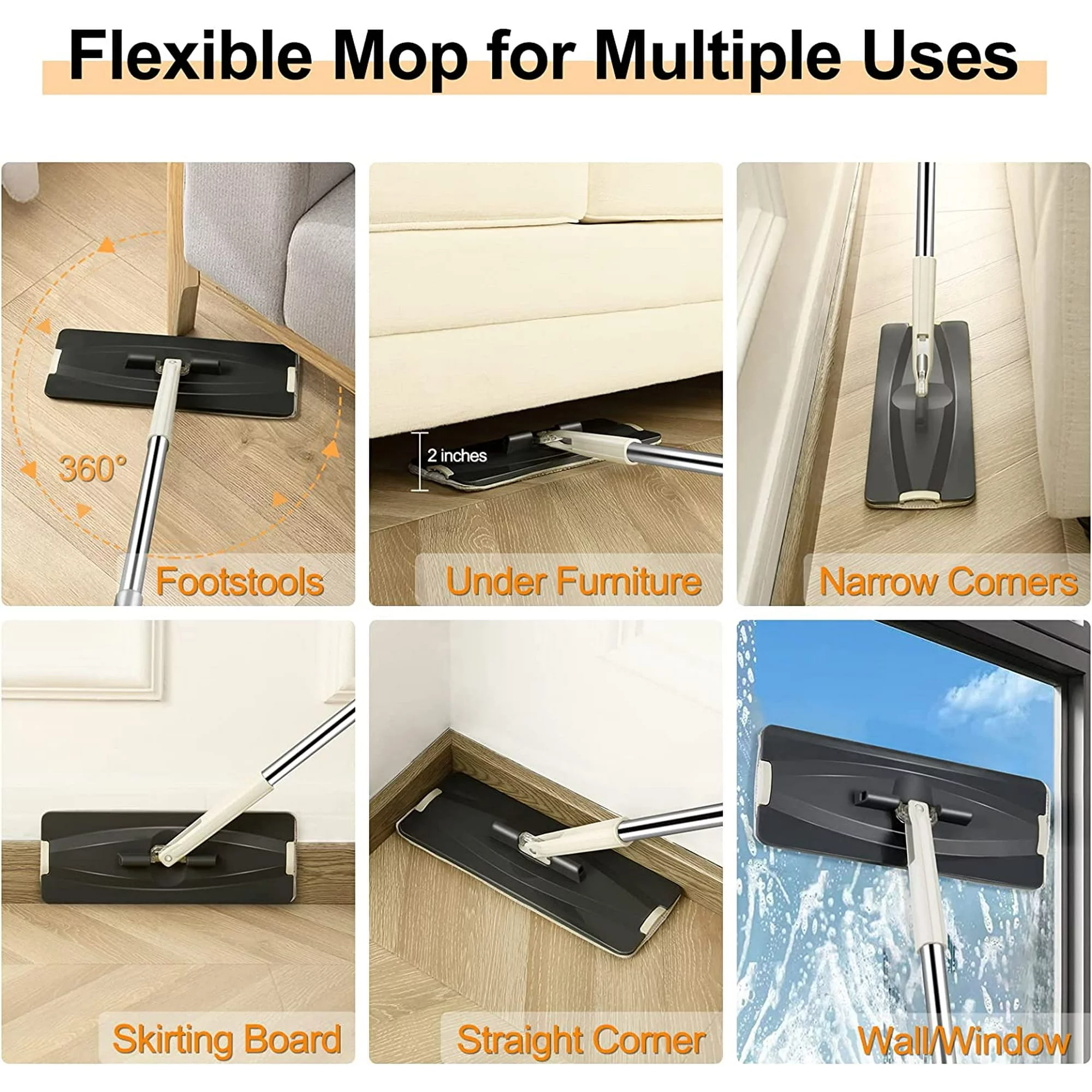 TWINNIS  Flat Mop and Bucket Set ,Separate Dirty/Clean Water,Includes 3 Reusable Microfiber Mop Pads