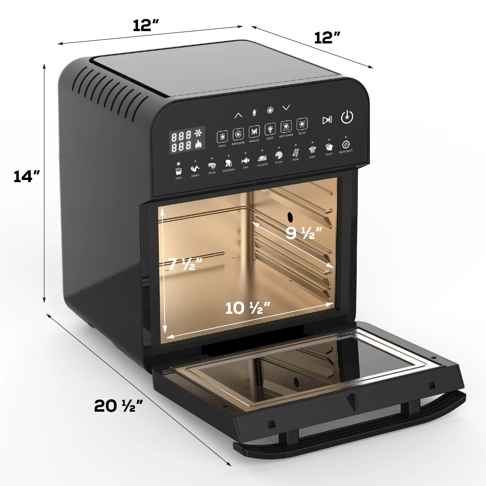 GoWISE USA 12.7-QT Air Fryer Oven Ultra with Accessories & 1 Pack of Parchment Paper, Black