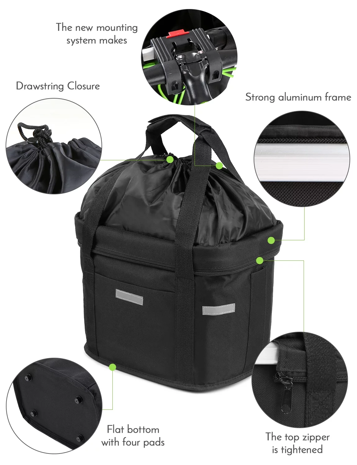 Dcenta Folding Small Pet Cat and Dog Carrier, Front Removable Bicycle Handlebar Basket, Quick Release with Easy Install Detachable Cycling Bag