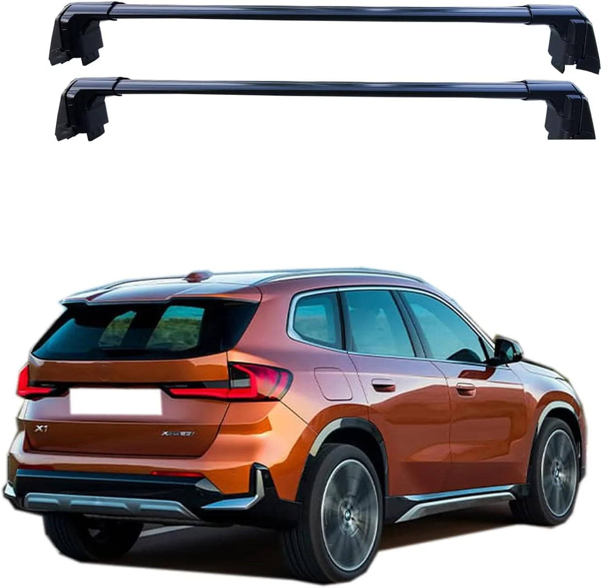 ROKIOTOEX Coyote Roof Rack Crossbars Fits 2023 2024 BMW X1 Sports Flush Side Rails, Cross Bars for Rooftop Cargo Box Luggage, Bike Carrier Black BX19-A097