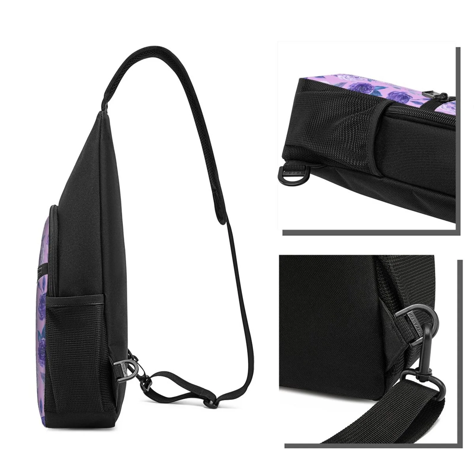 Balery Violet Chest Pack,Small Sling Bag For Women Men,Crossbody Bags For Travel Hiking Running Sports