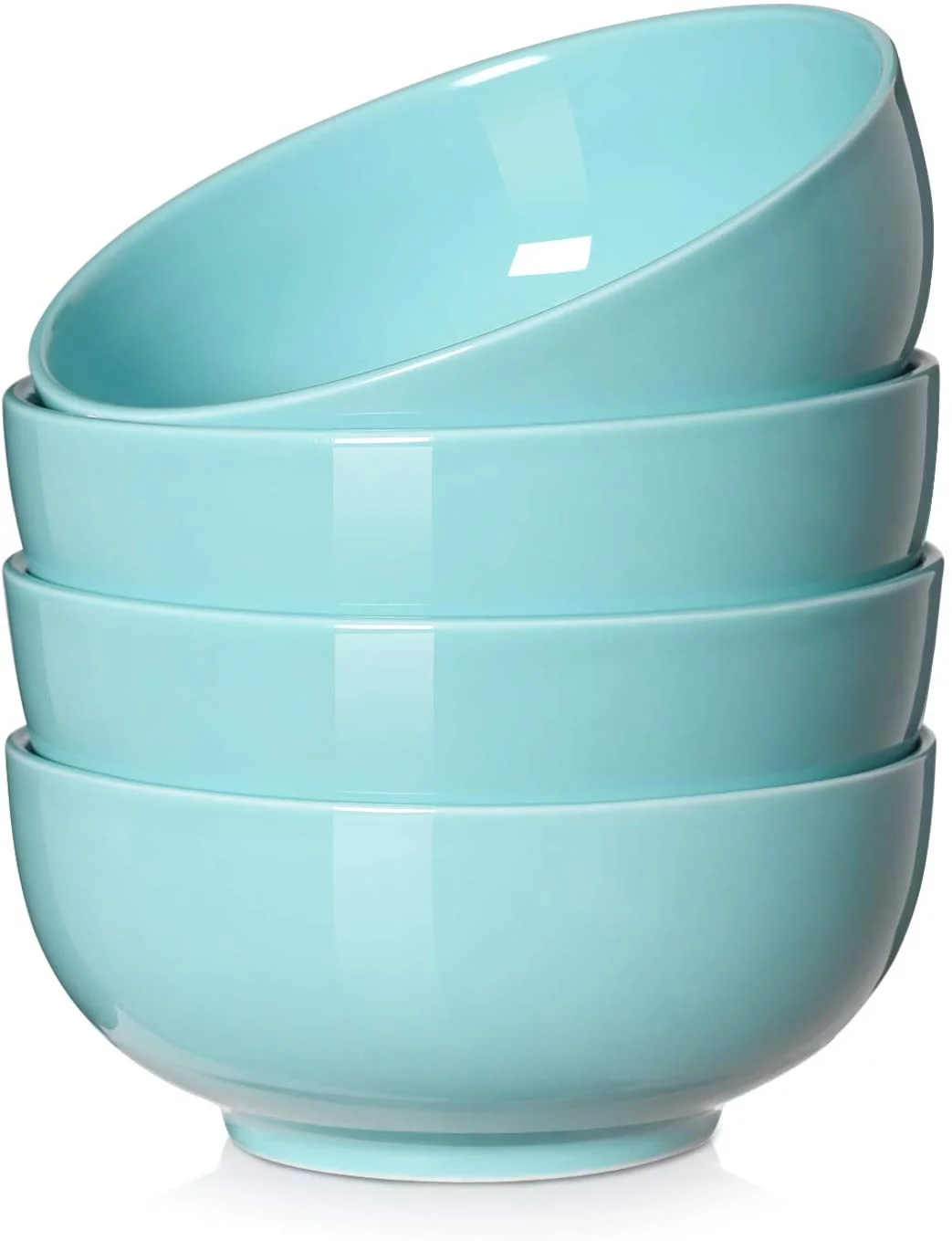 DOWAN Ceramic Lake Blue Salad Bowls Set of 4,22 OZ Soup Bowls For Kitchen Stackable,Dishwasher Microwave Safe,Bowls for Soup Pasta Oatmeal