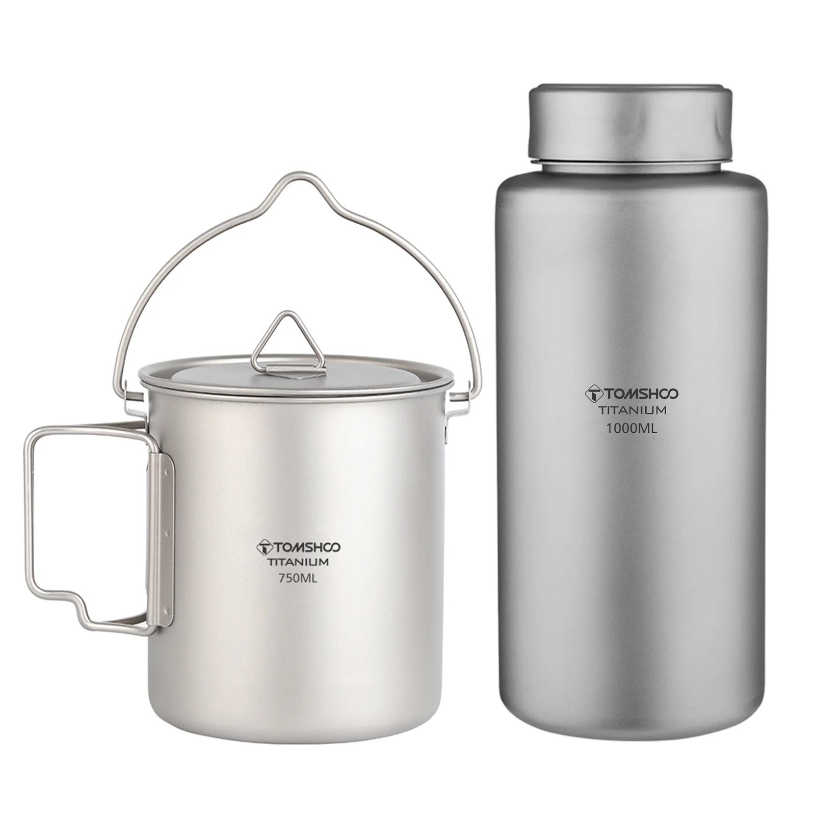 Versatile TOMSHOO Water Bottle and Hanging Pot Combo, Ideal for Camping Hiking Backpacking