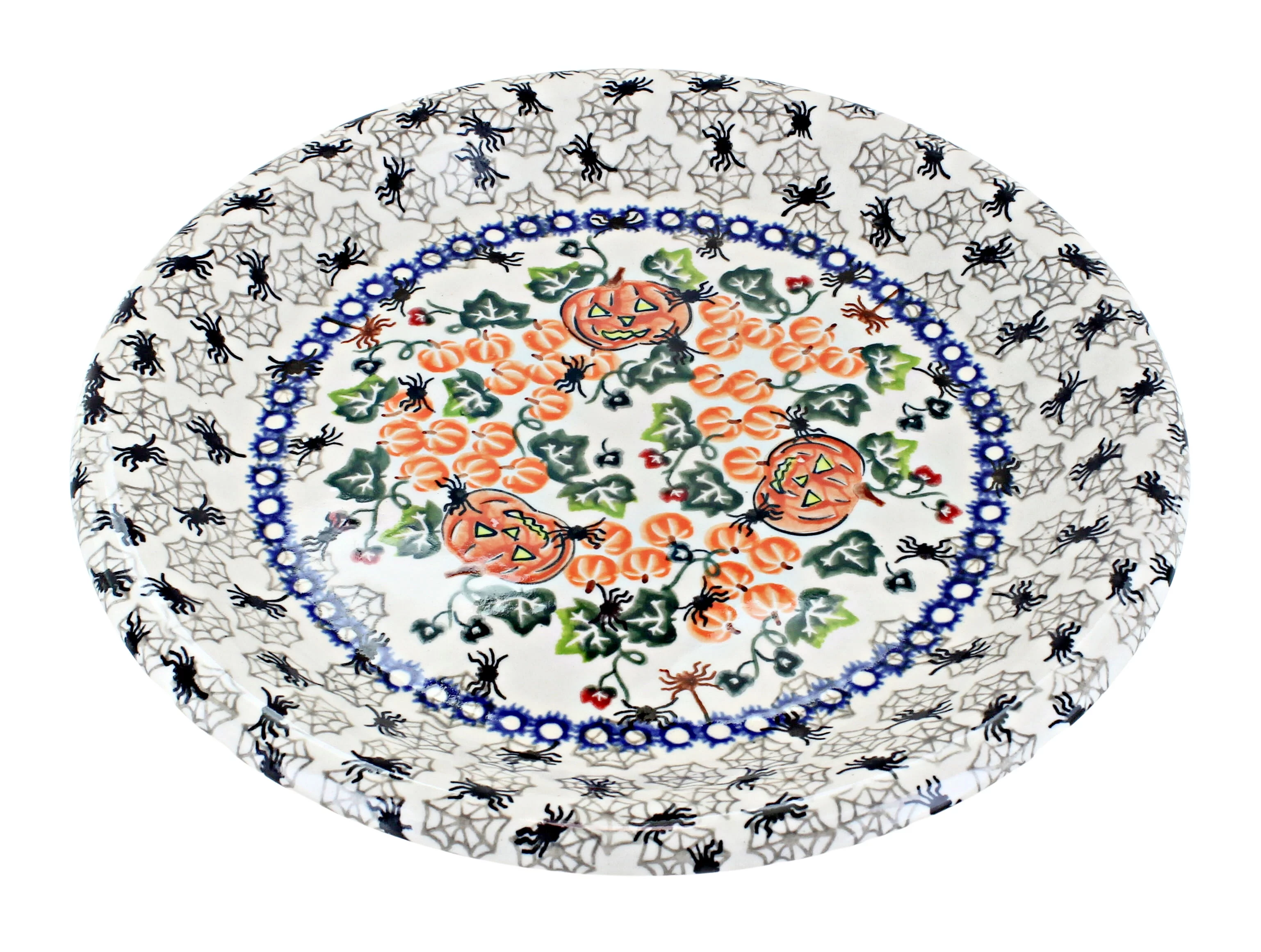 Blue Rose Polish Pottery Trick or Treat Dinner Plate