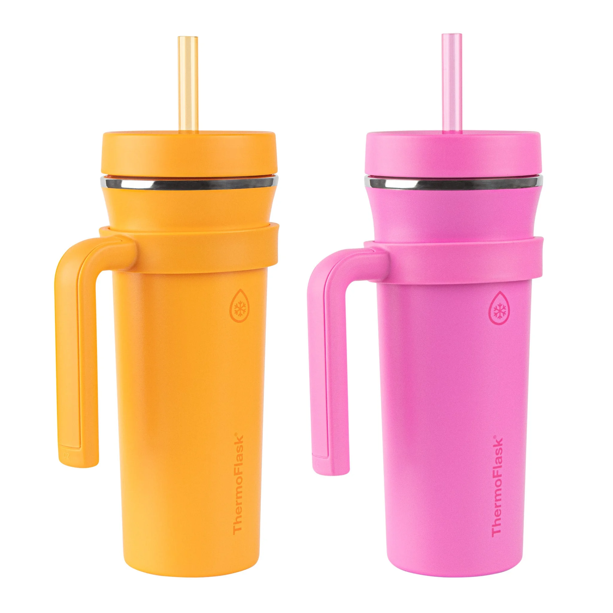 32-Ounce Insulated Standard Straw Tumbler with Handles - Set of 2