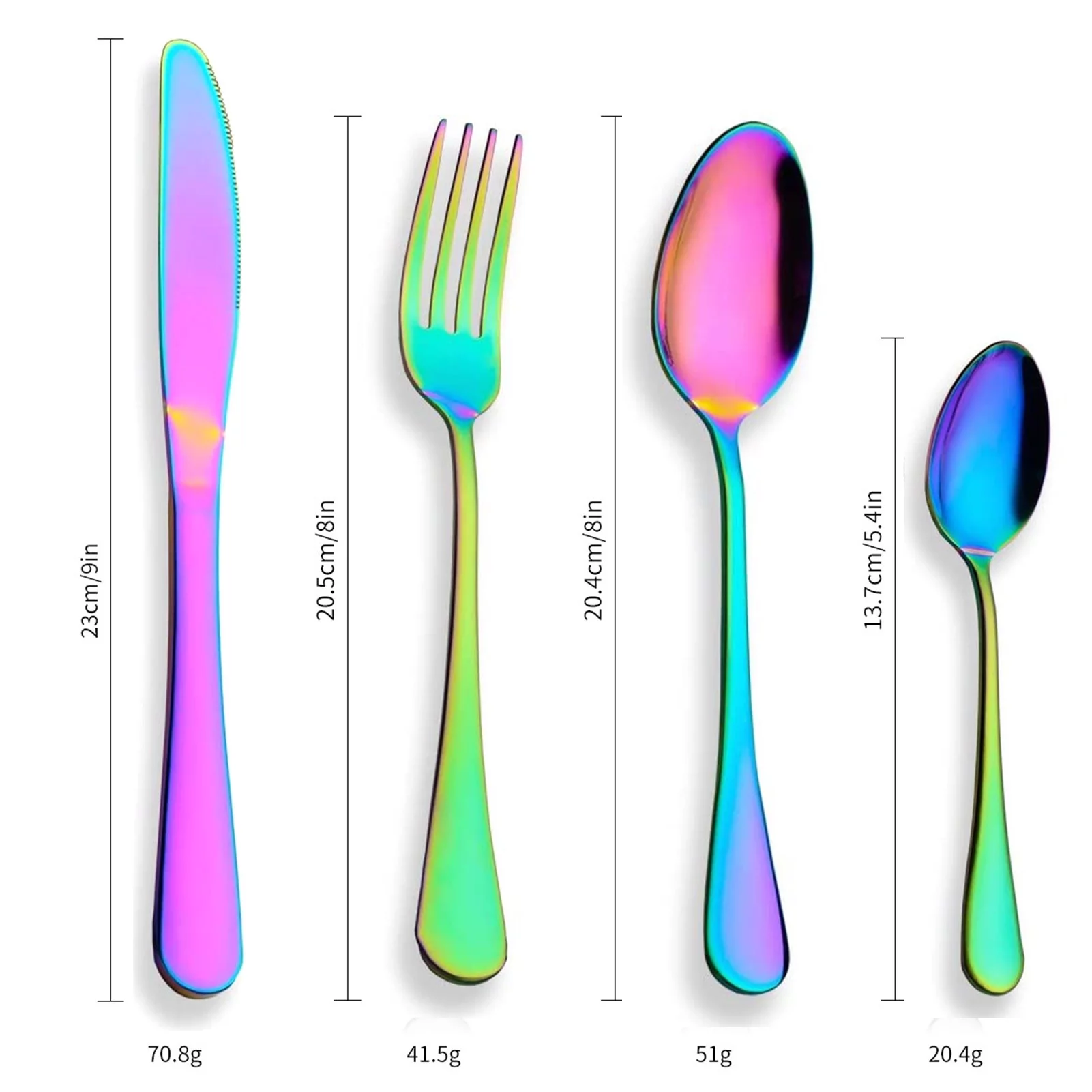 Colorful Silverware Set, 24-Piece Stainless Steel Rainbow Flatware Set, Iridescent Cutlery Utensils Set Service for 6, Mirror Polished, Dishwasher Safe(Muti-colorful)