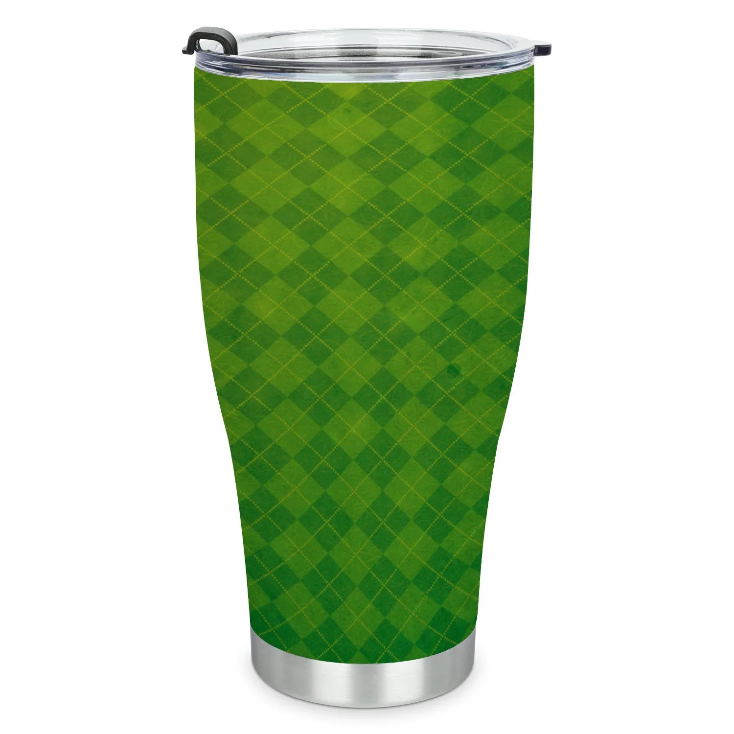 Hidove Stainless Steel Tumbler, Green Argyle Textured Background 30oz Leak Proof & Stainless Steel Bottle for Hot & Cold Drinks - Coffee Travel Mug, Water Metal Canteen, Thermal Cup