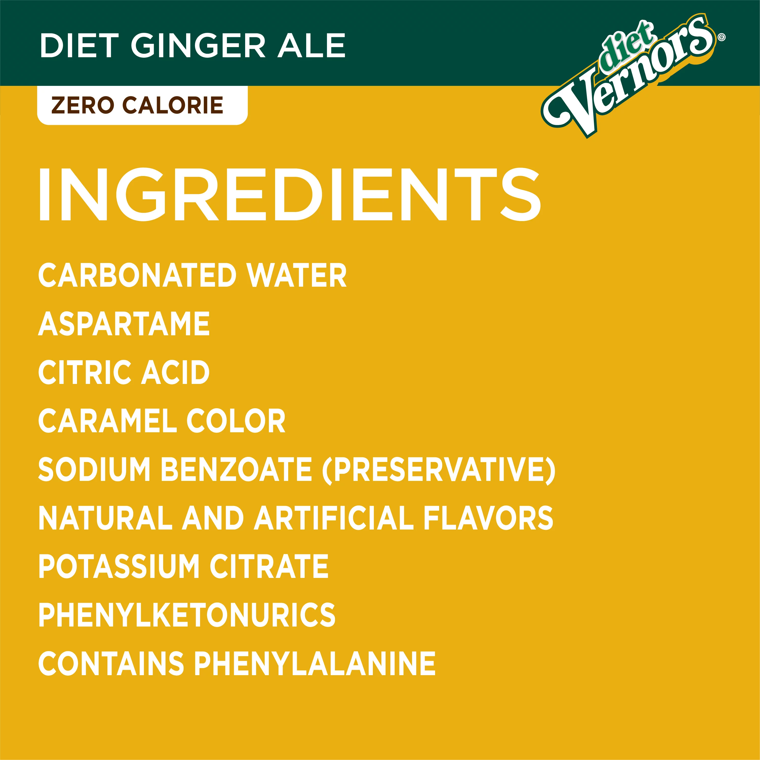 Vernors Zero Sugar Ginger Ale Soda Pop, 16.9 fl oz, 6 Pack Bottles