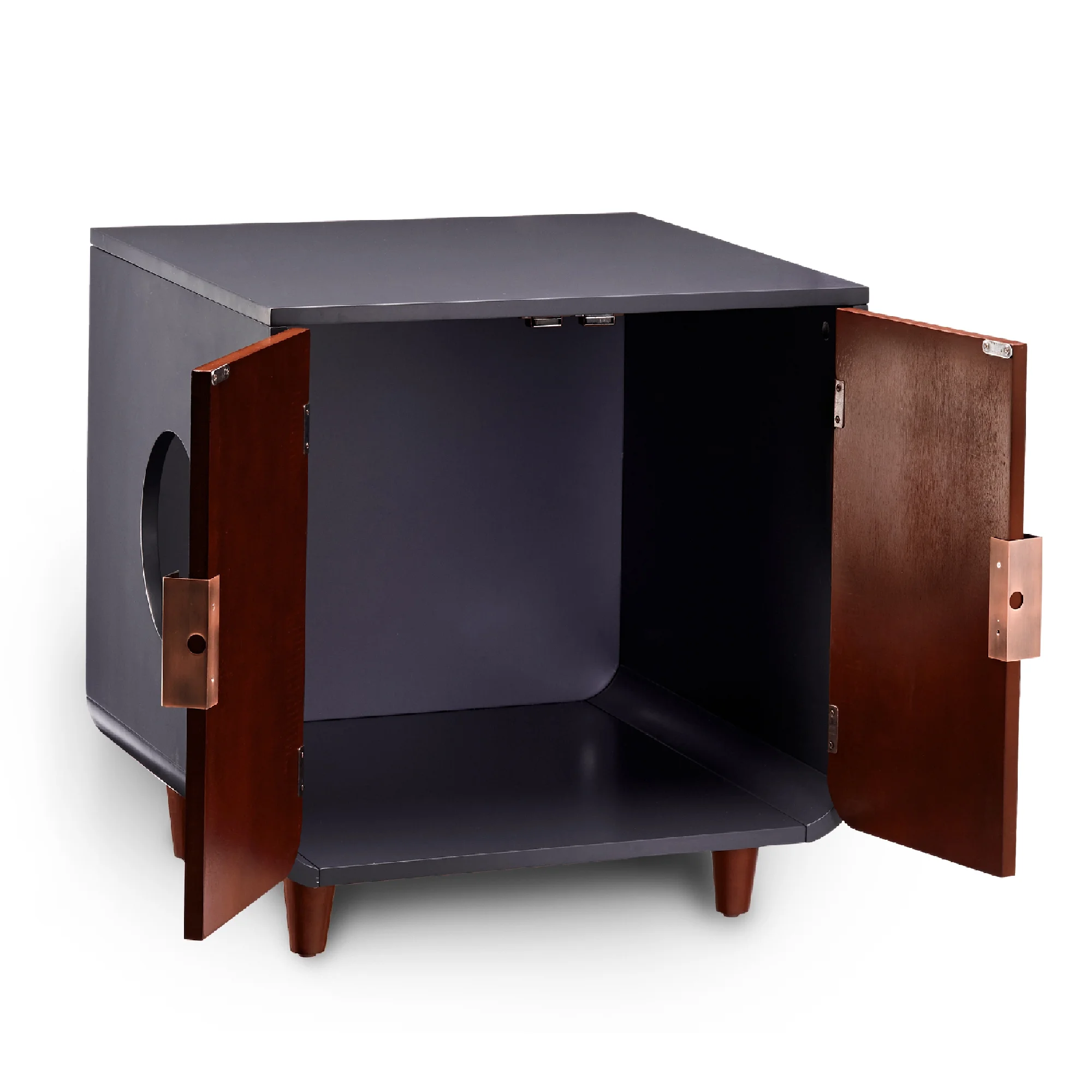 Teamson Pets Dyad Wooden Cat Litter Box, Mocha Walnut