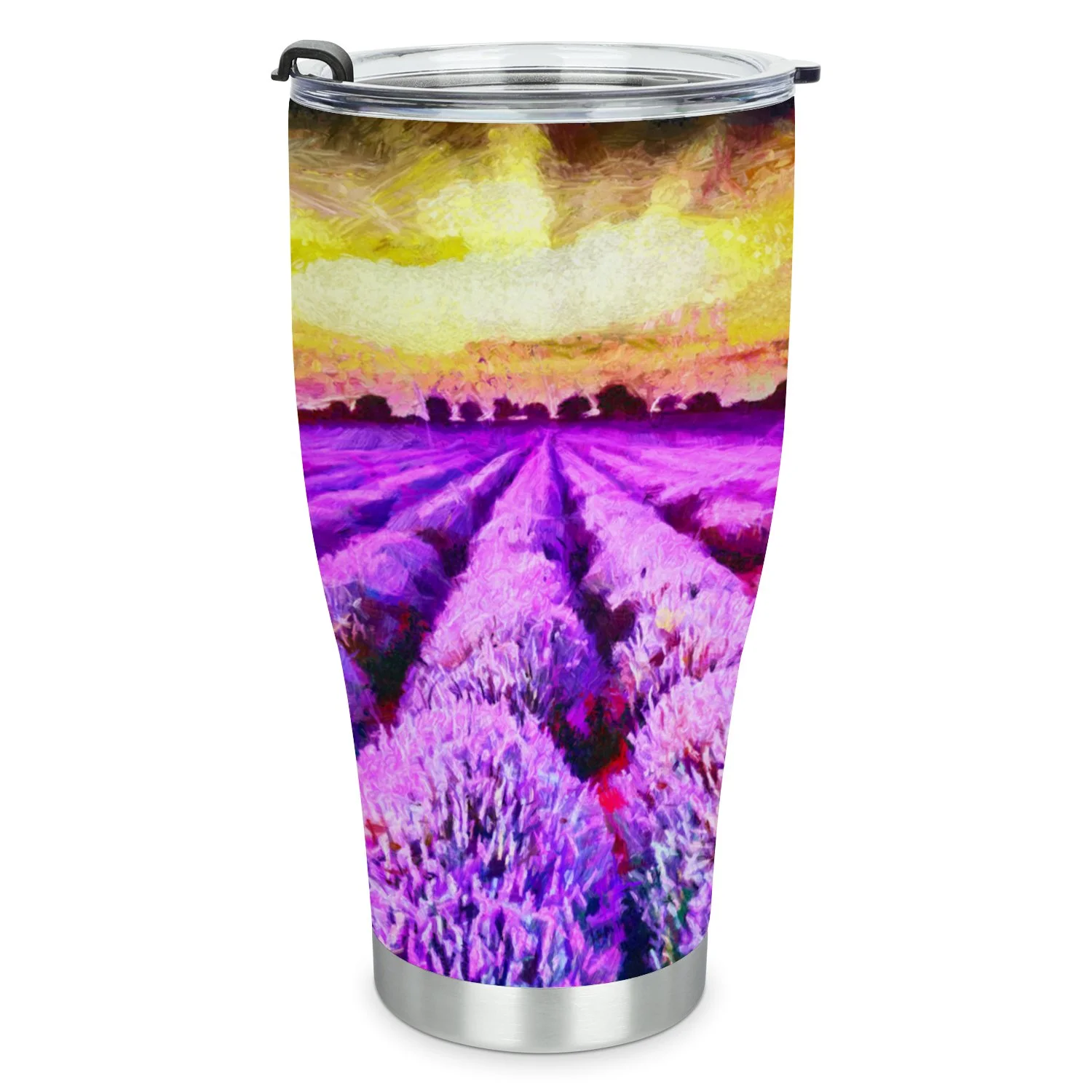 Hidove Stainless Steel Tumbler, Lavender Fields During Sunrise 30oz Leak Proof & Stainless Steel Bottle for Hot & Cold Drinks - Coffee Travel Mug, Water Metal Canteen, Thermal Cup