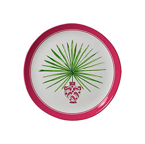 Merritt - Melamine Round Salad Plate - Pink Trellis - 8