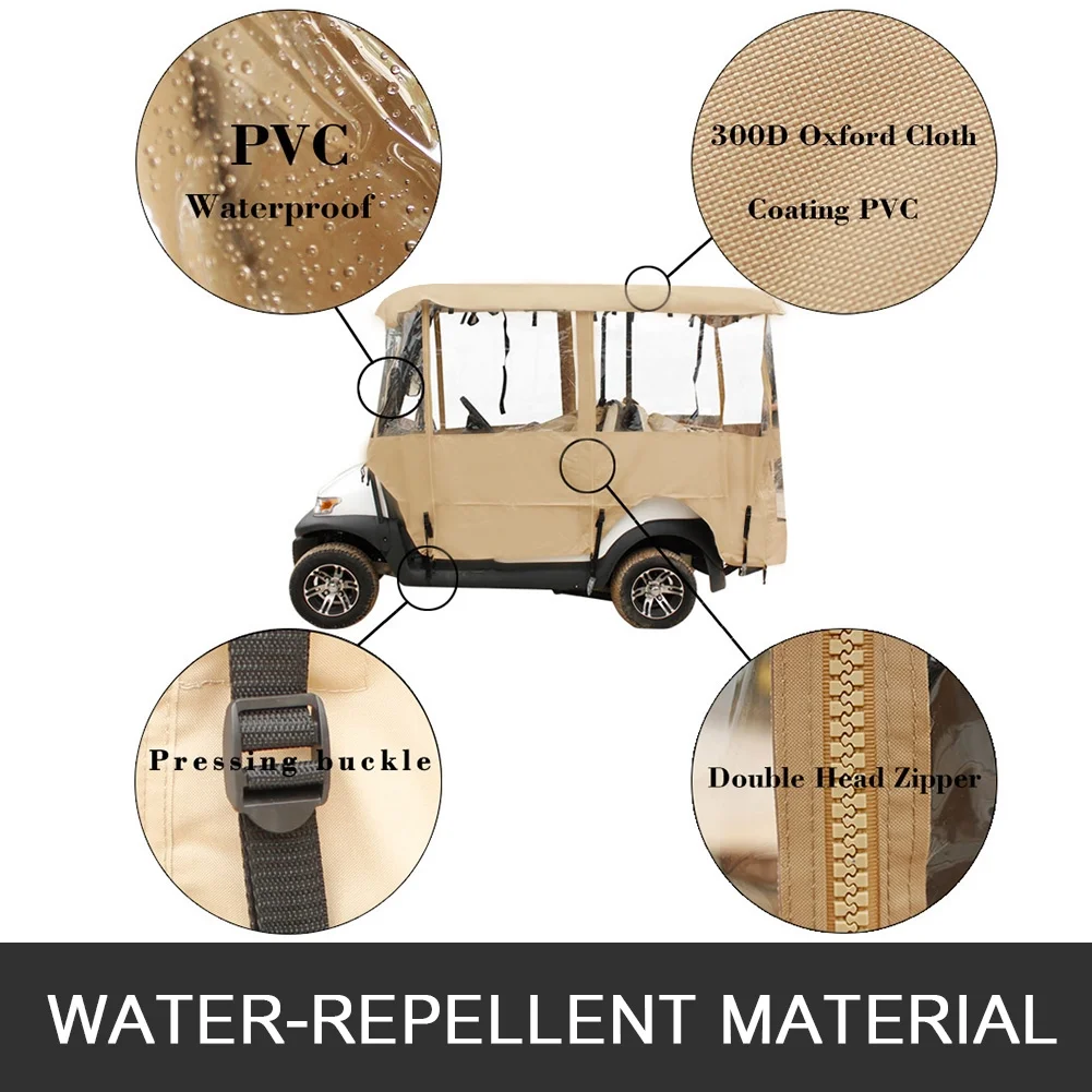 Happybuy  4-Person Waterproof Golf Cart Cover 300D Waterproof Windproof Outdoor Polyester Full Cover