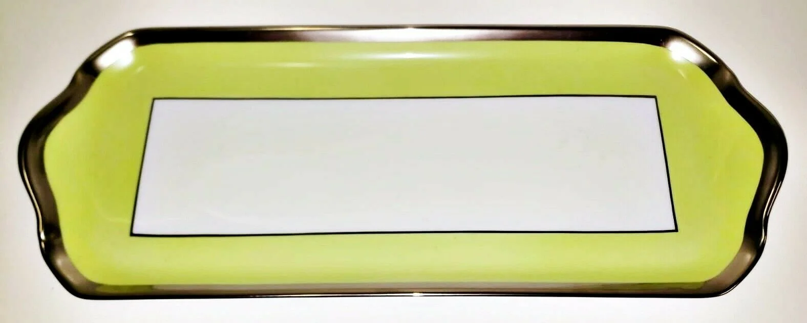 Haviland Laque De Chine Platinum Rim - Pistache Oblong Cake Plate, 15 3/8