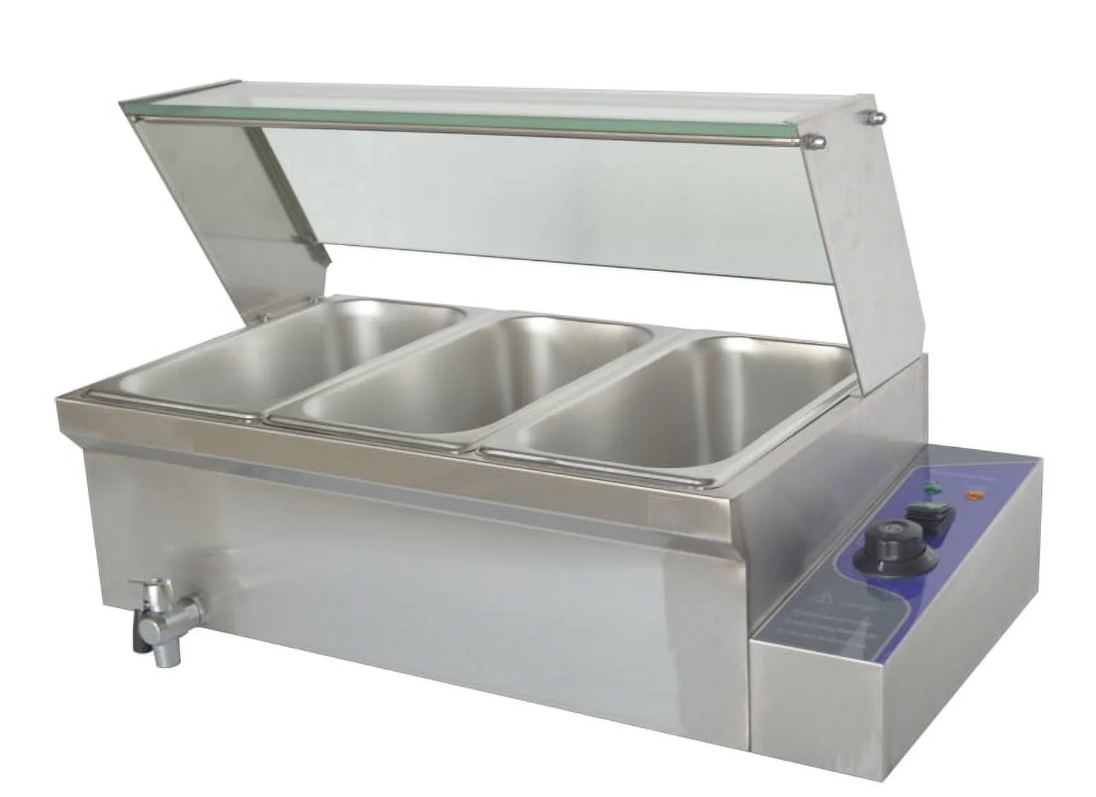 TECHTONGDA 3 Pot Bain-Marie Buffet Food Warmer Material Stainless Steel 1500W 6inch Deep
