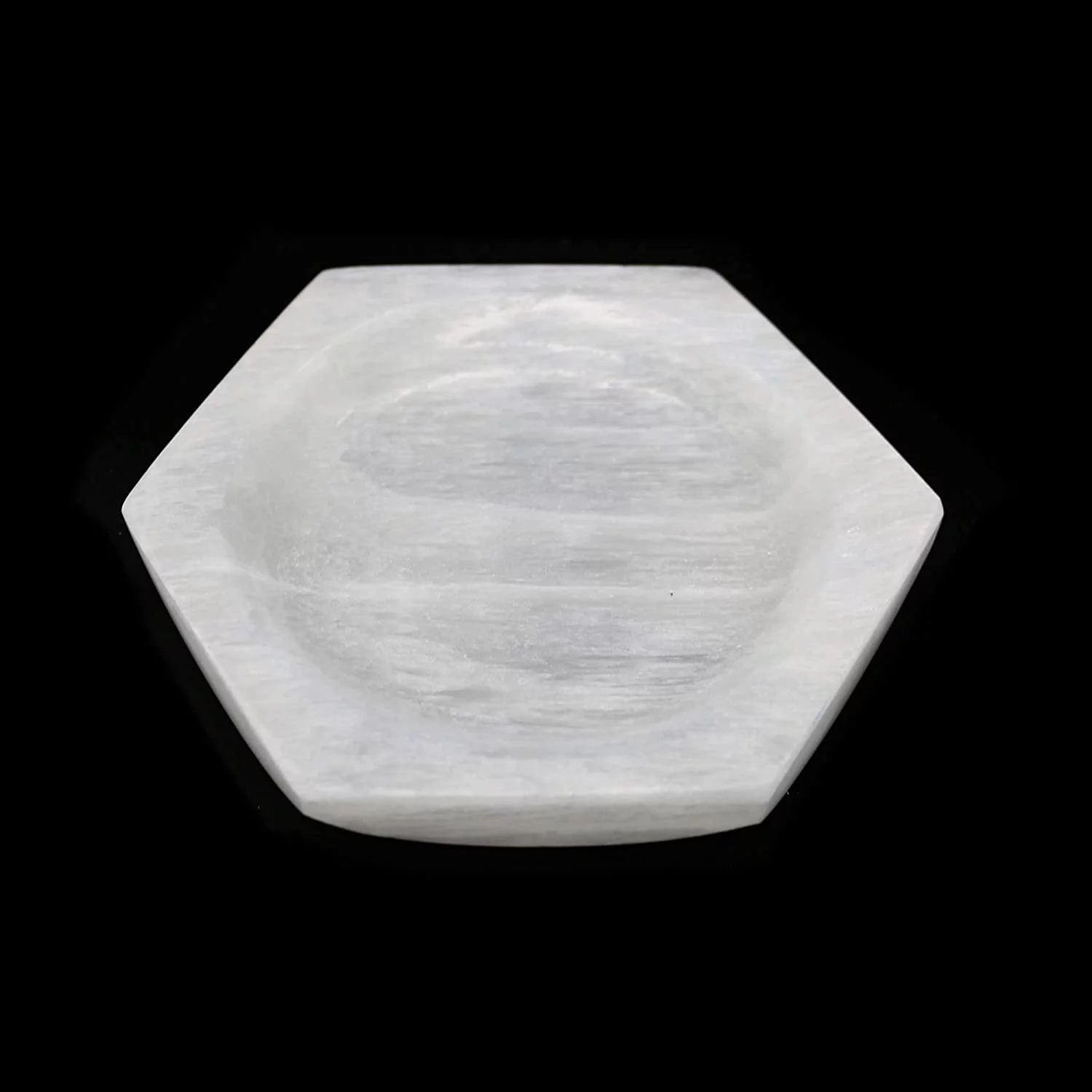 Soul Sticks 5 inch Hexagonal Bowl Plate Selenite Charging Plates For Smudge & Crystal Charging Ethically Sourced in Morocco Crystal for Smudging and Reiki