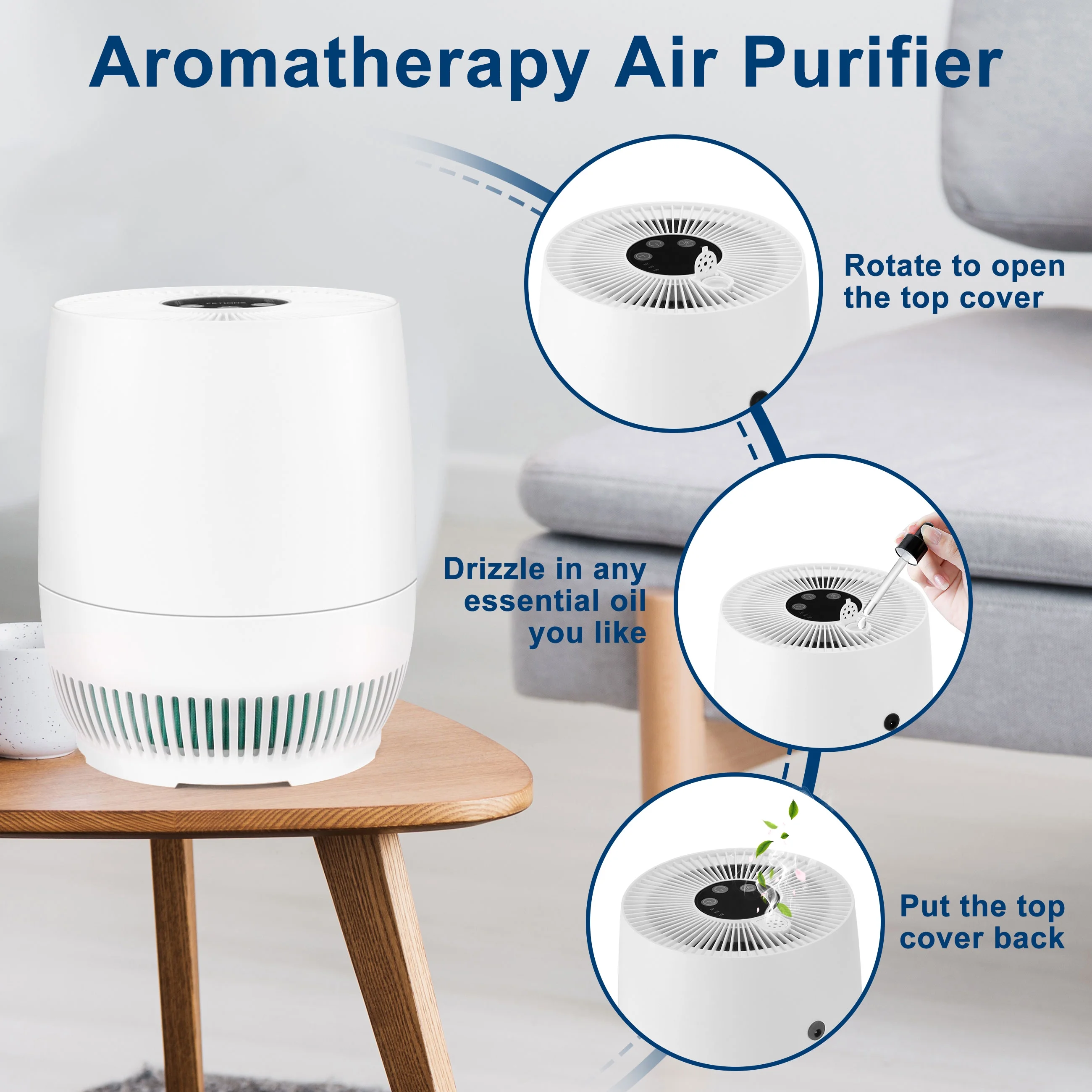 Cobectal  Air Purifiers HY1800S for Home, Pet Mini Air Purifier with HEPA Filter for Bedroom, White