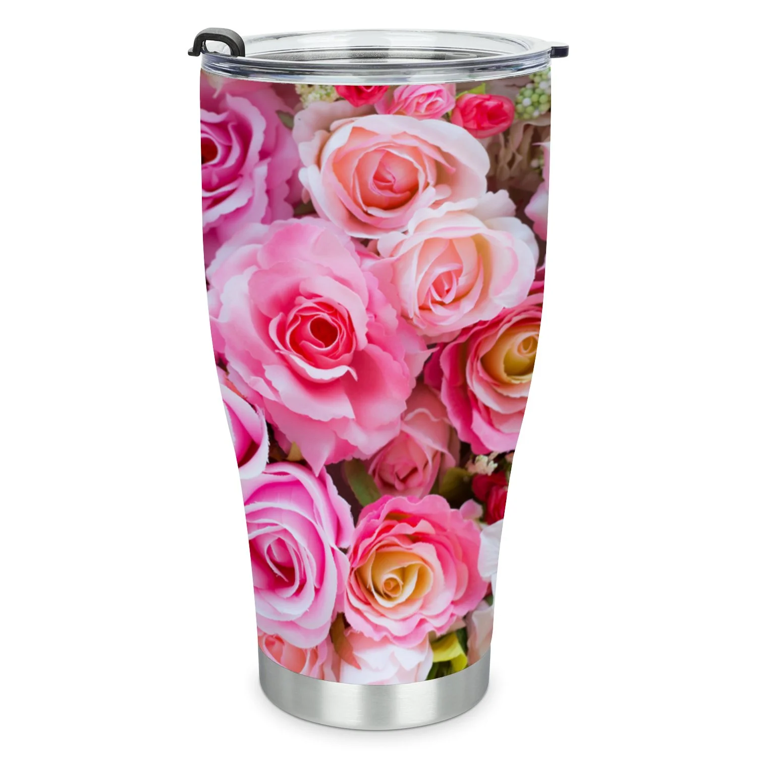 Hidove Stainless Steel Tumbler, Soft Color Roses Background 30oz Leak Proof & Stainless Steel Bottle for Hot & Cold Drinks - Coffee Travel Mug, Water Metal Canteen, Thermal Cup