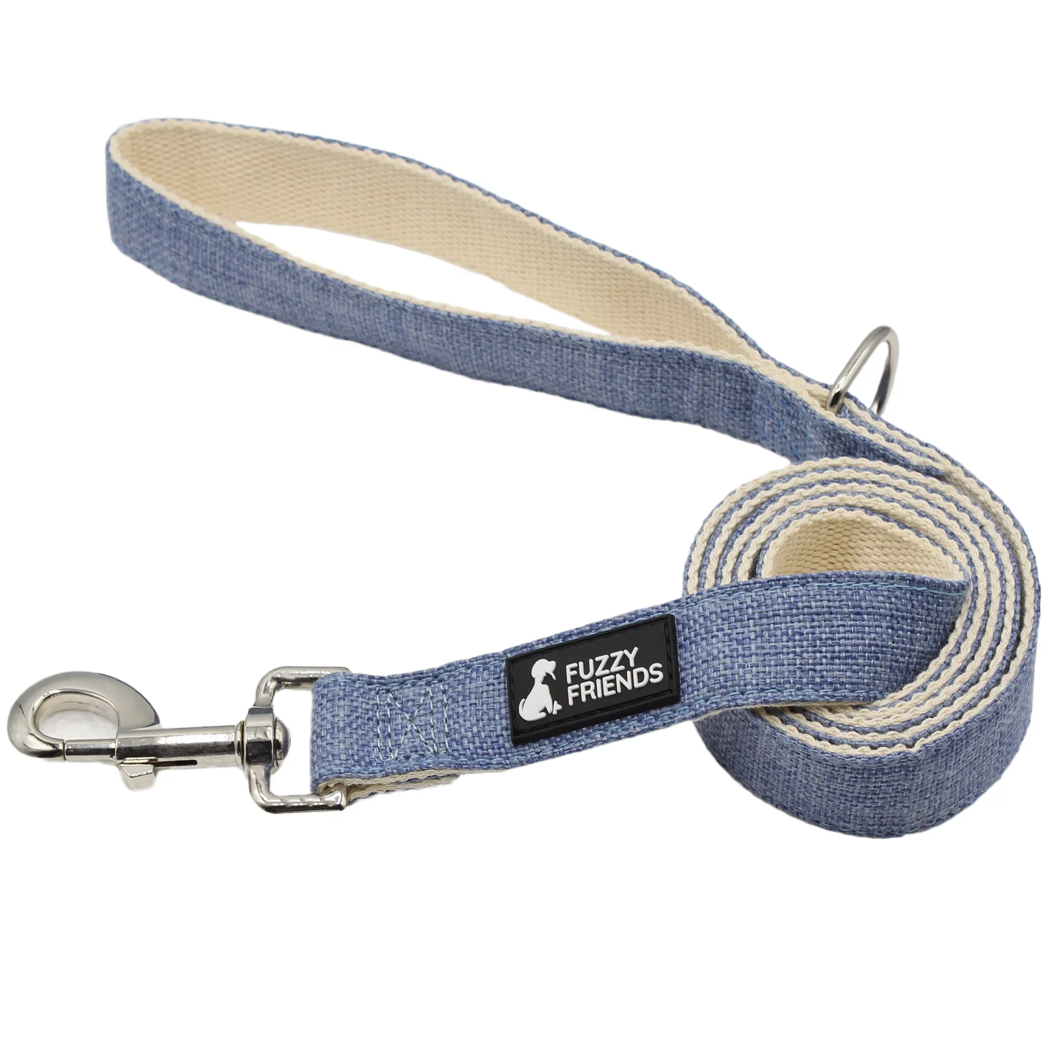 Fuzzy Friends Dark Blue Hemp Dog Leash. Hypoallergenic, chemical free and environmental friendly