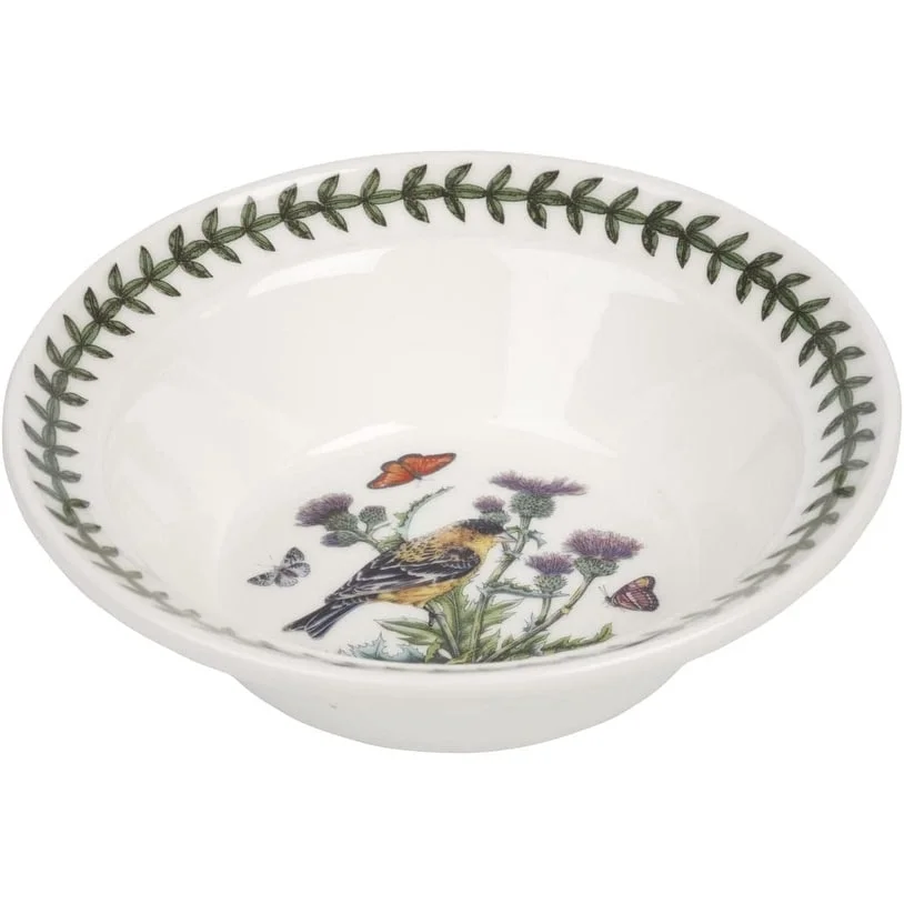 Portmeirion- Botanic Gardens Bird Collection, Individual Oatmeal or Soup Bowl, Scarlet Tanager Motif-6.5-Inch- Earthenware - Dishwasher, Microwave, Warm Oven Only and Freezer Safe –Made in England