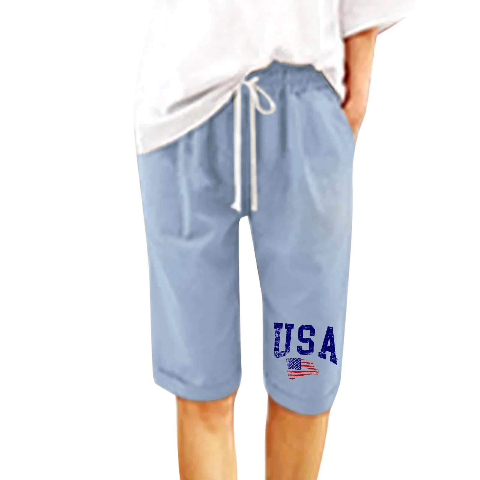 Womens Hiking Pants Joggers Workout Sweatpant Women Floral Print Summer Drawstring Prints Shorts Lacing Beach Cotton Pants Workout Pocket F