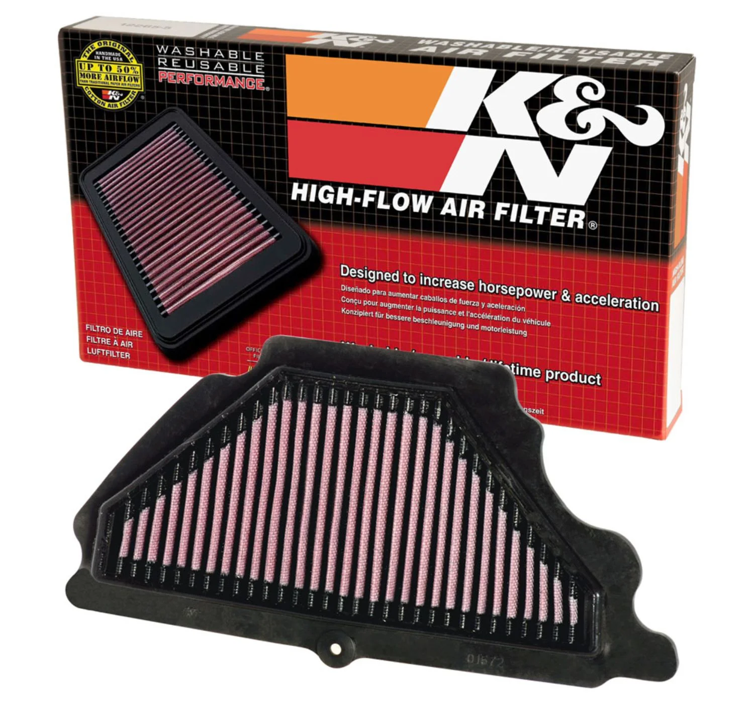 K&N Engine Air Filter: High Performance, Premium, Powersport Air Filter: 2007-2008 KAWASAKI (ZX600 Ninja ZX-6R) KA-6007