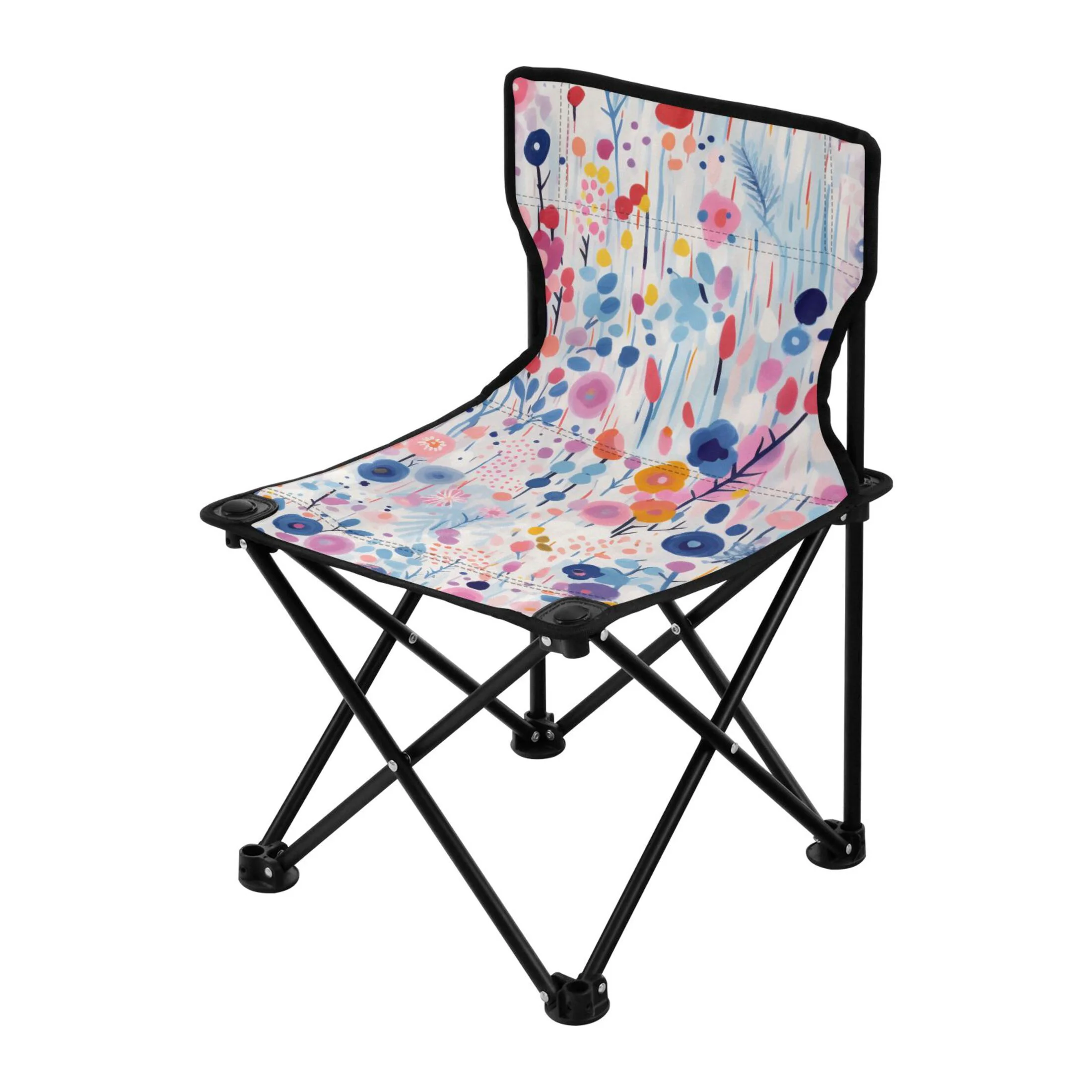 Oil Flowers Paint Portable Camping Chair Outdoor Folding Beach Chair Fishing Chair Lawn Chair with Carry Bag Support to 220LBS