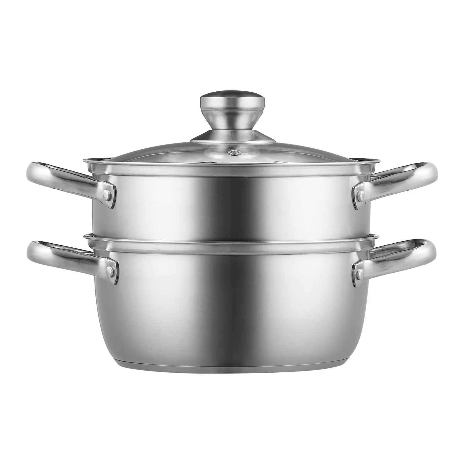 SKYSHALO Steamer Pot, 9.5in/24cm Steamer Pot for Cooking with 5QT Stock Pot and Vegetable Steamer, Food-Grade 304 Stainless Steel Food Steamer Cookware with Lid for Gas Electric Induction Grill Stove