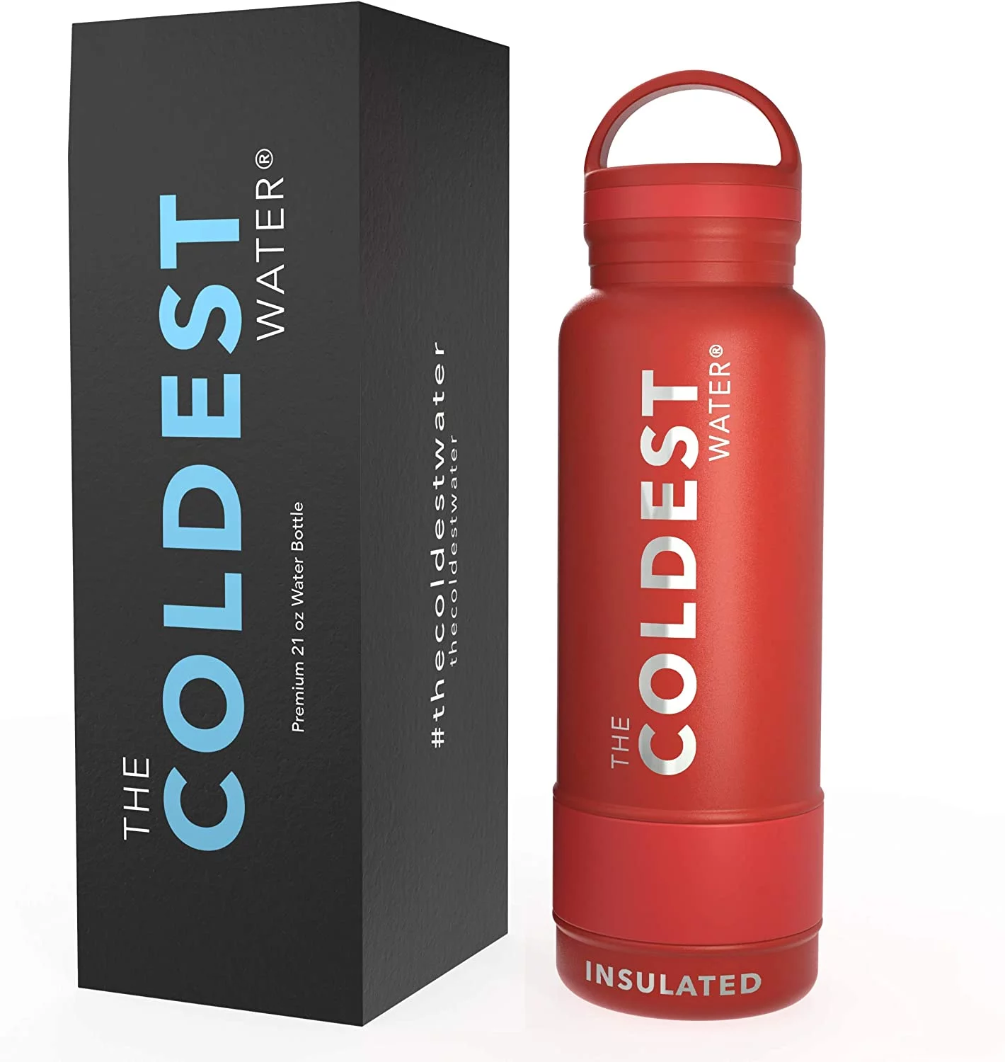 The Coldest Water Bottle 21oz Standard Mouth Insulated Stainless Thermos ( Crimson Red, 21oz)