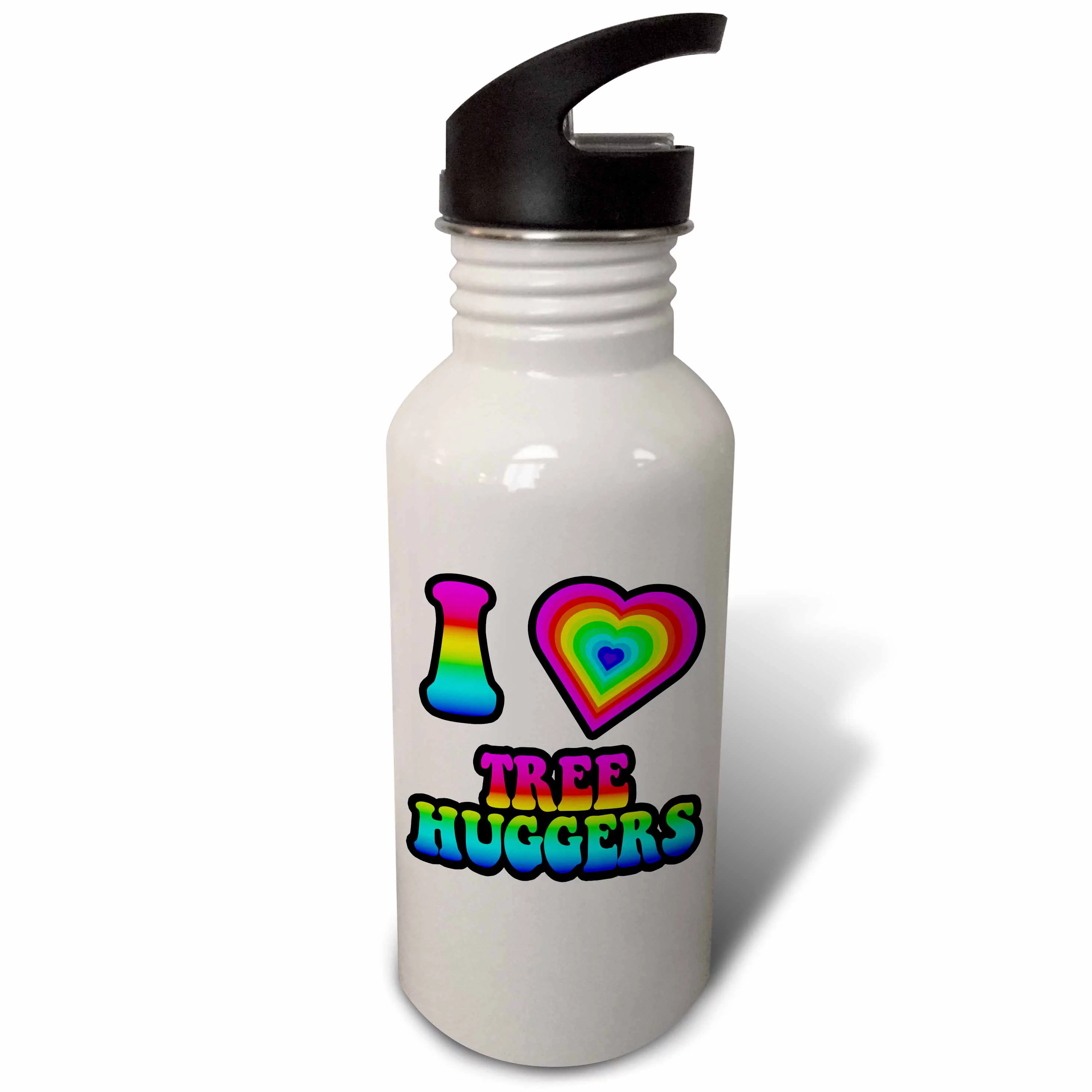 Groovy Hippie Rainbow I Heart Love Tree Huggers 21 oz Sports Water Bottle wb-217521-1