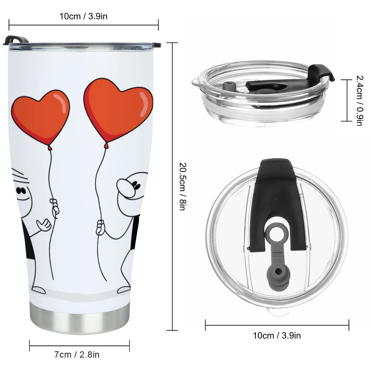 Hidove Stainless Steel Tumbler, Doodle Stick Figure 30oz Leak Proof & Stainless Steel Bottle for Hot & Cold Drinks - Coffee Travel Mug, Water Metal Canteen, Thermal Cup