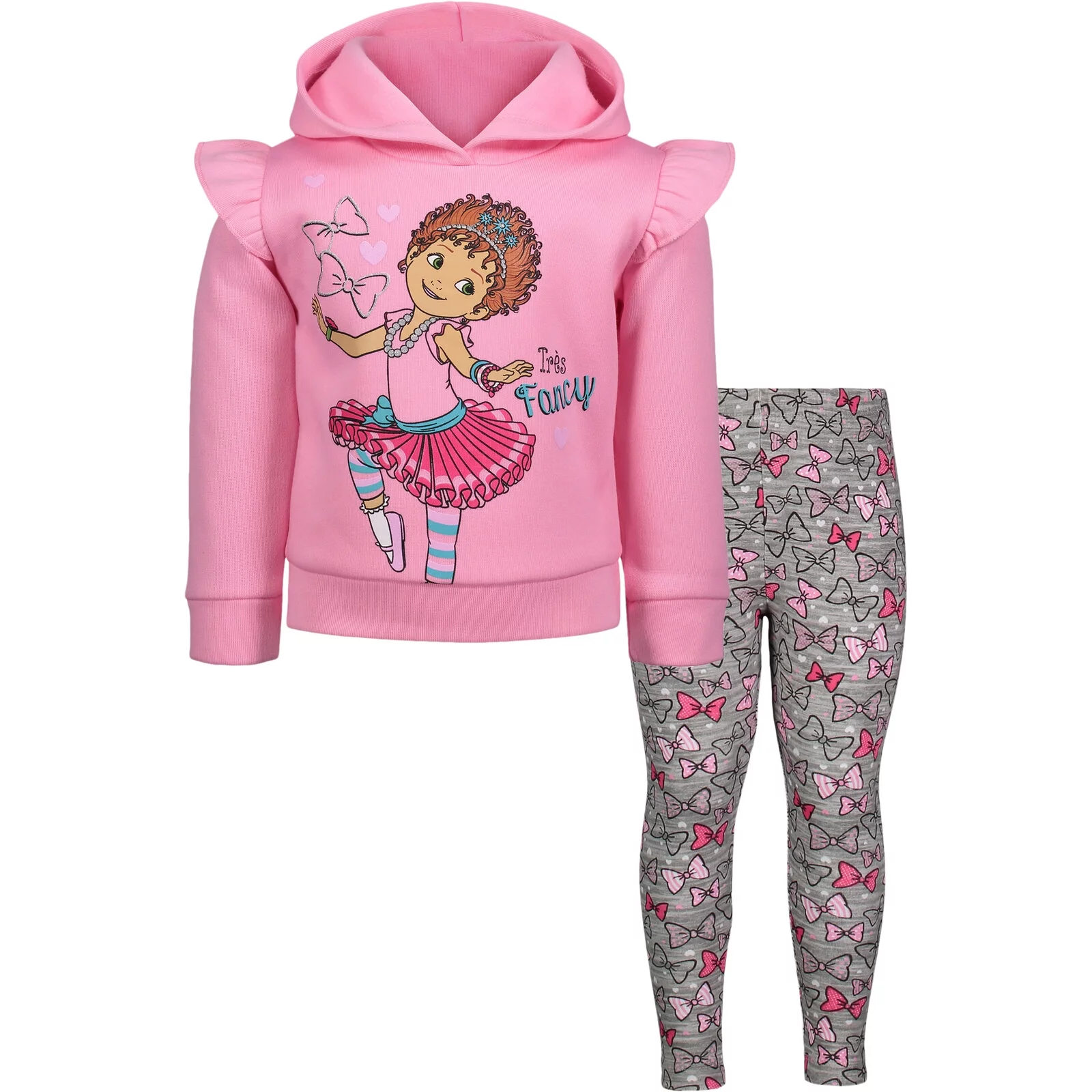 Disney Fancy Nancy Toddler Girls Pullover Fleece Hoodie and Leggings Outfit Set Toddler to Big Kid